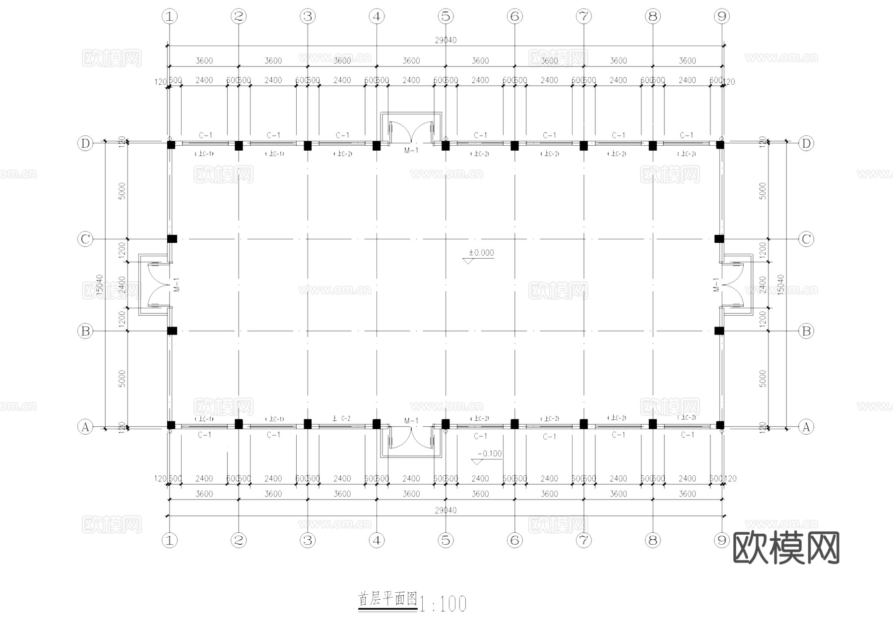 工业厂房车间建筑CAD施工图cad施工图