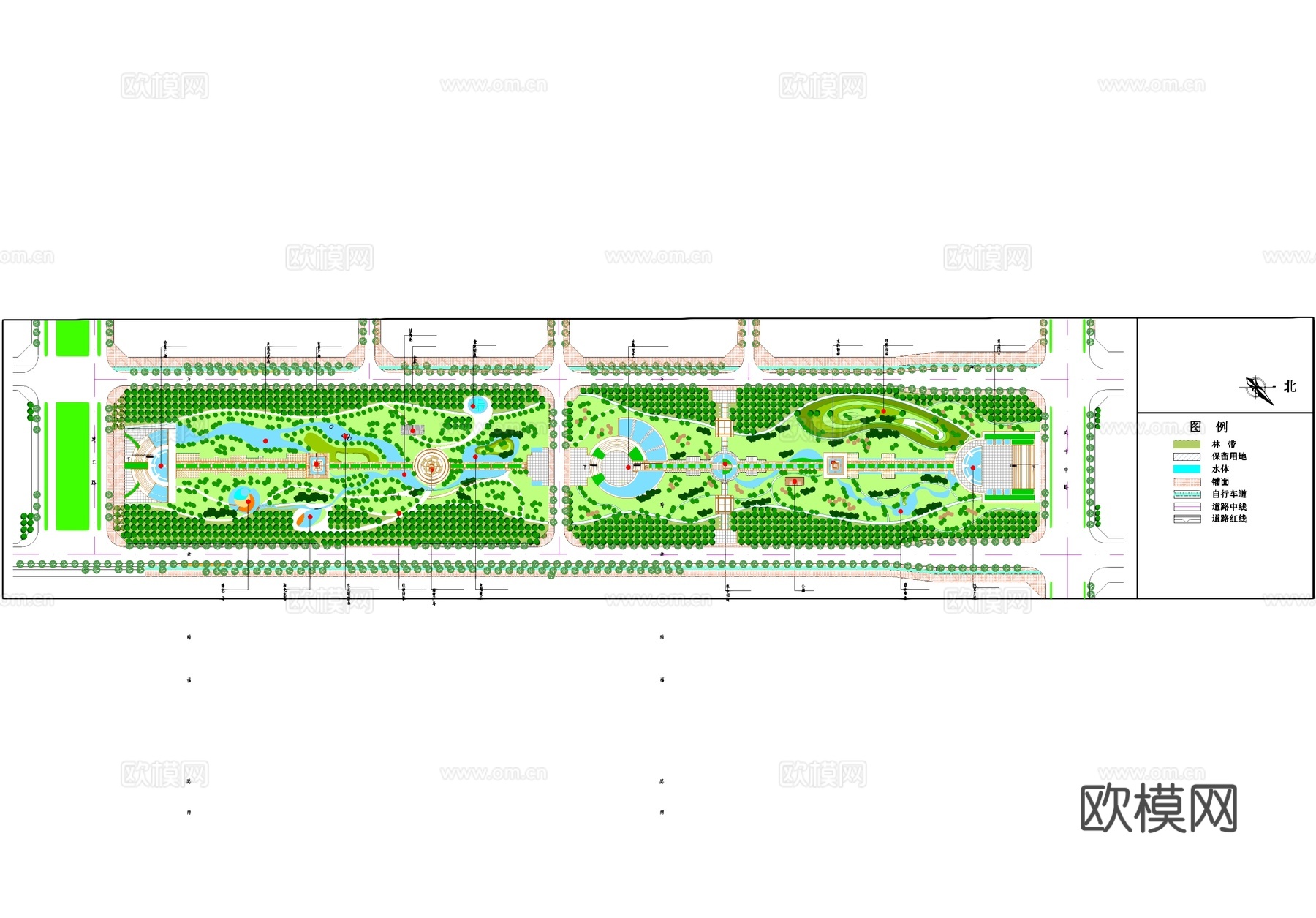 幸福林带道路景观植物绿化平面CAD施工图cad施工图