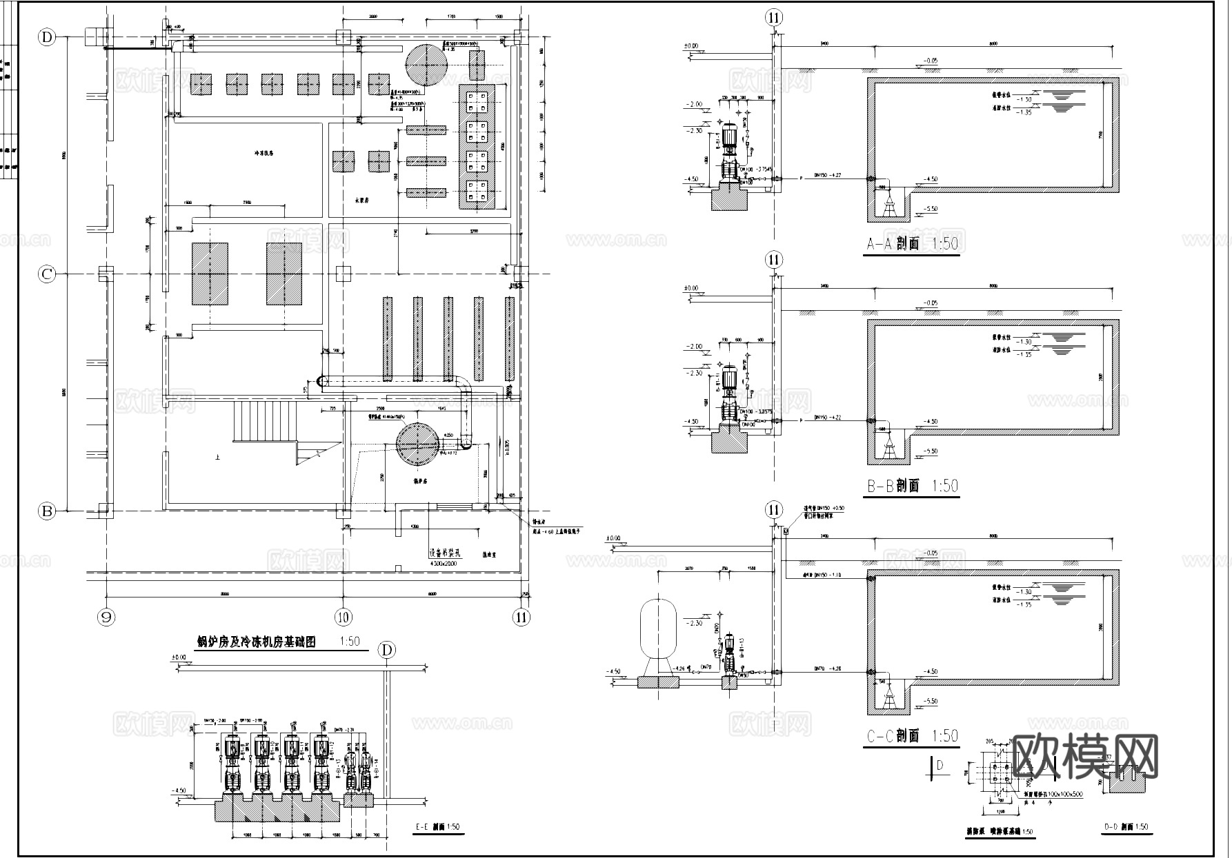 锅炉房及冷冻机房工业建筑CAD施工图cad施工图