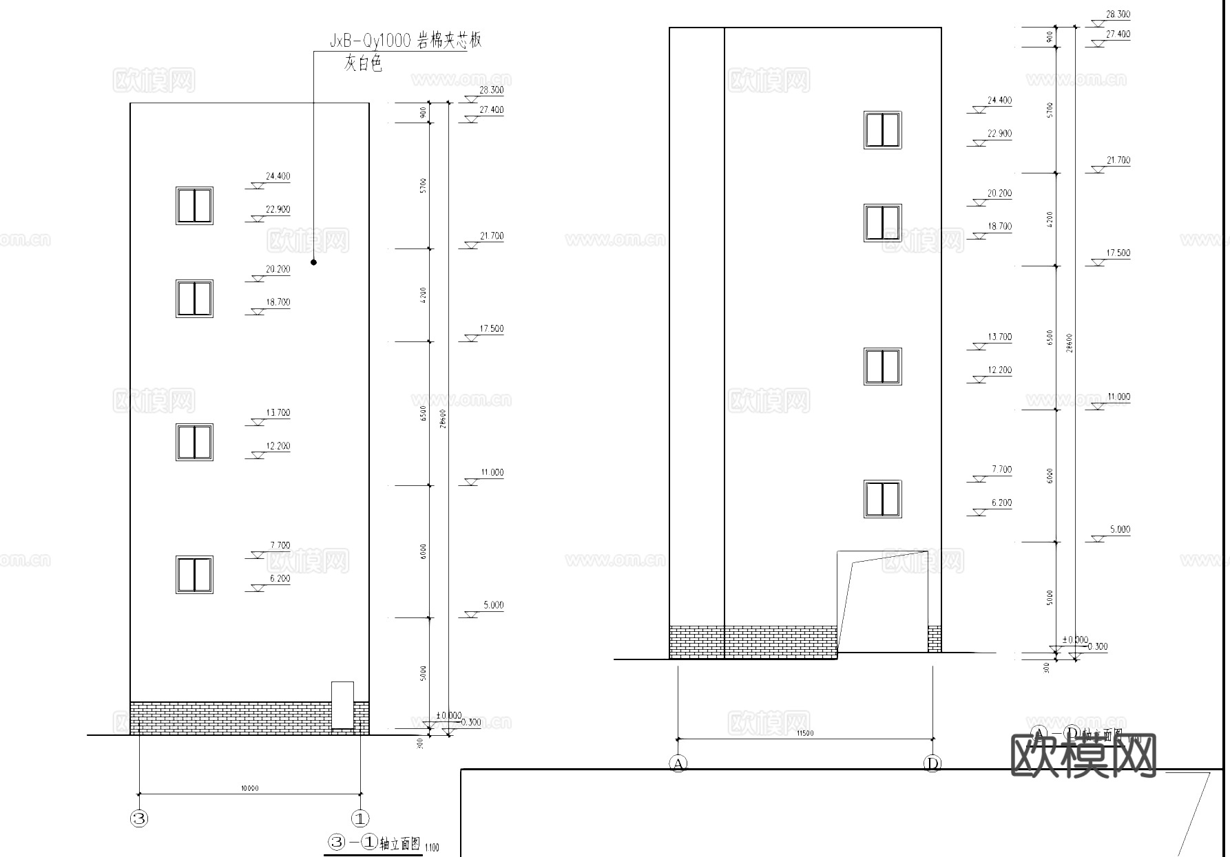 五层钢结构车间大楼工业建筑CAD施工图cad施工图