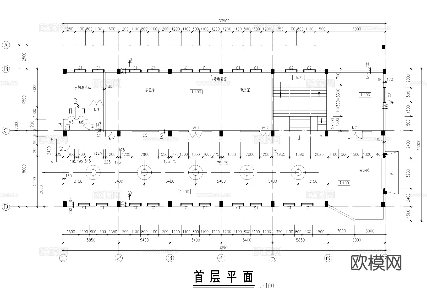 佛山九江基泵站重建工程厂房车间工业建筑CAD施工图cad施工图