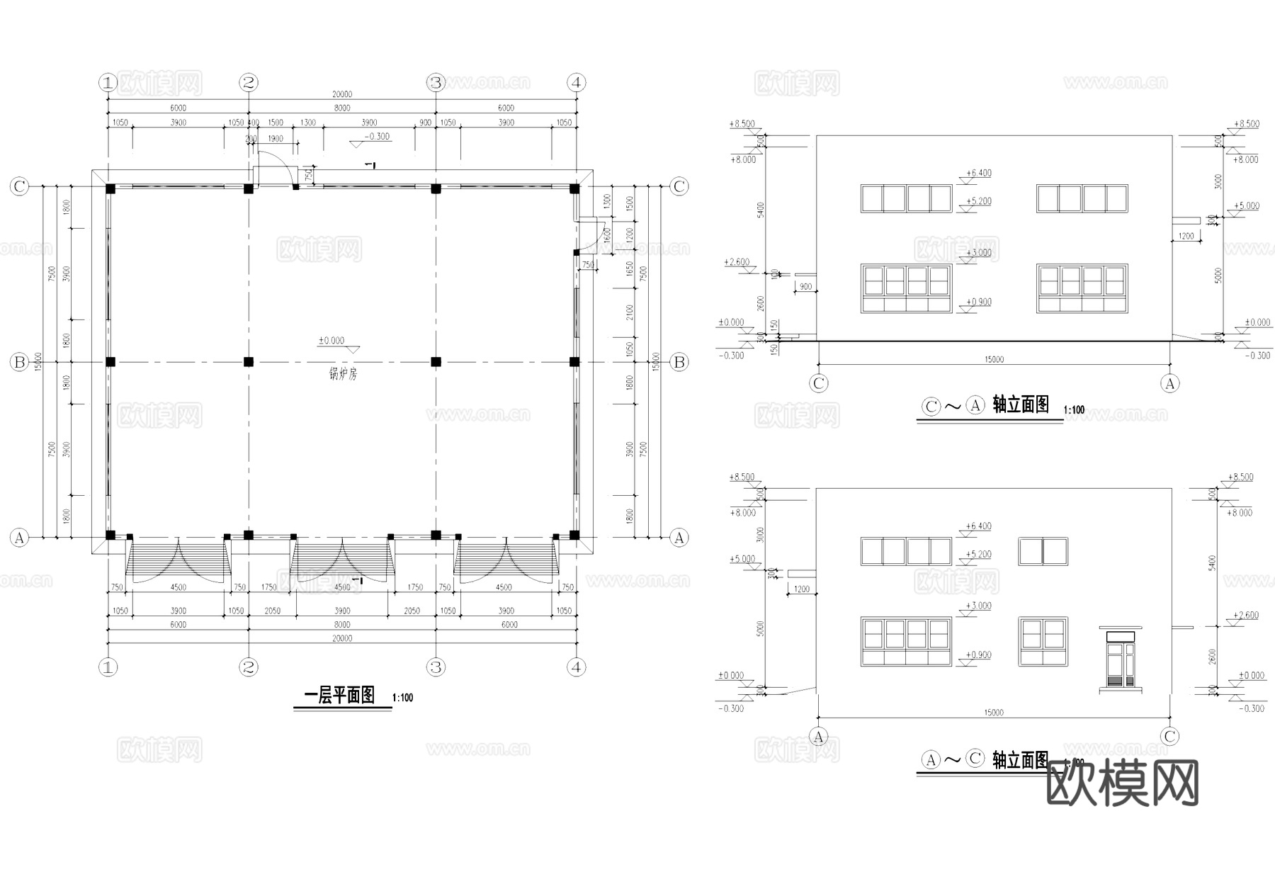 人造革工厂车间宿舍锅炉房配电房工业建筑规划CAD施工图cad施工图