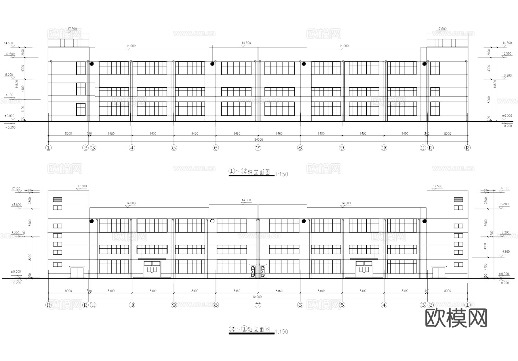 工业车间厂房建筑CAD施工图集cad施工图