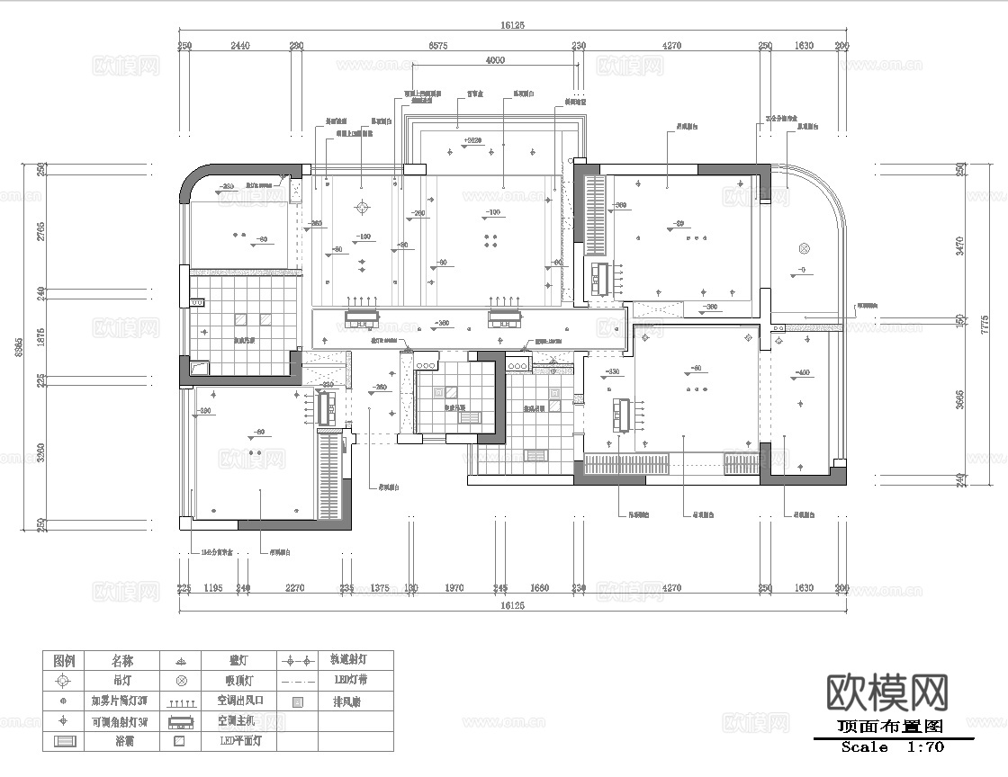 四室一厅样板间大平层 最新全套施工图设计cad施工图