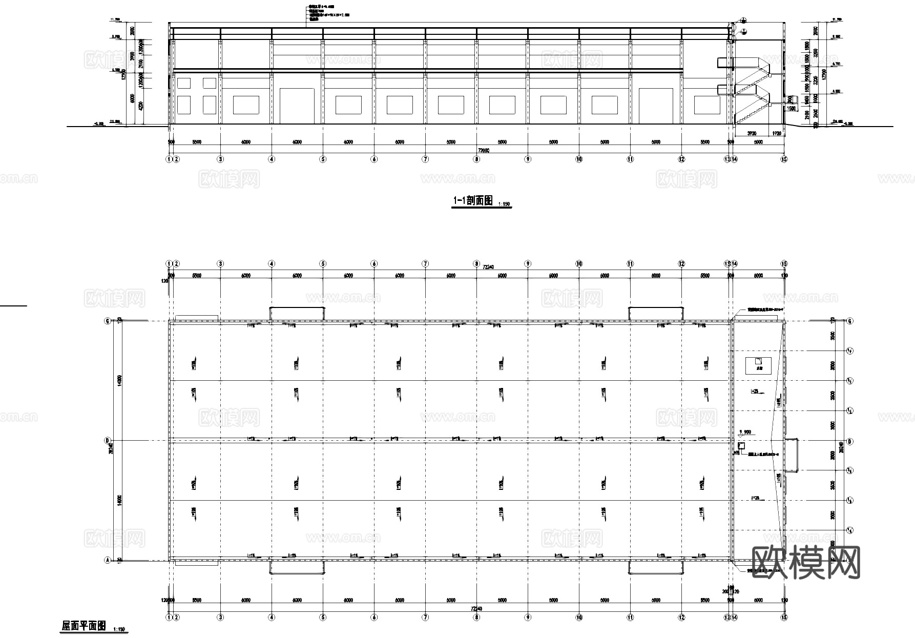 工业车间厂房建筑CAD施工图cad施工图