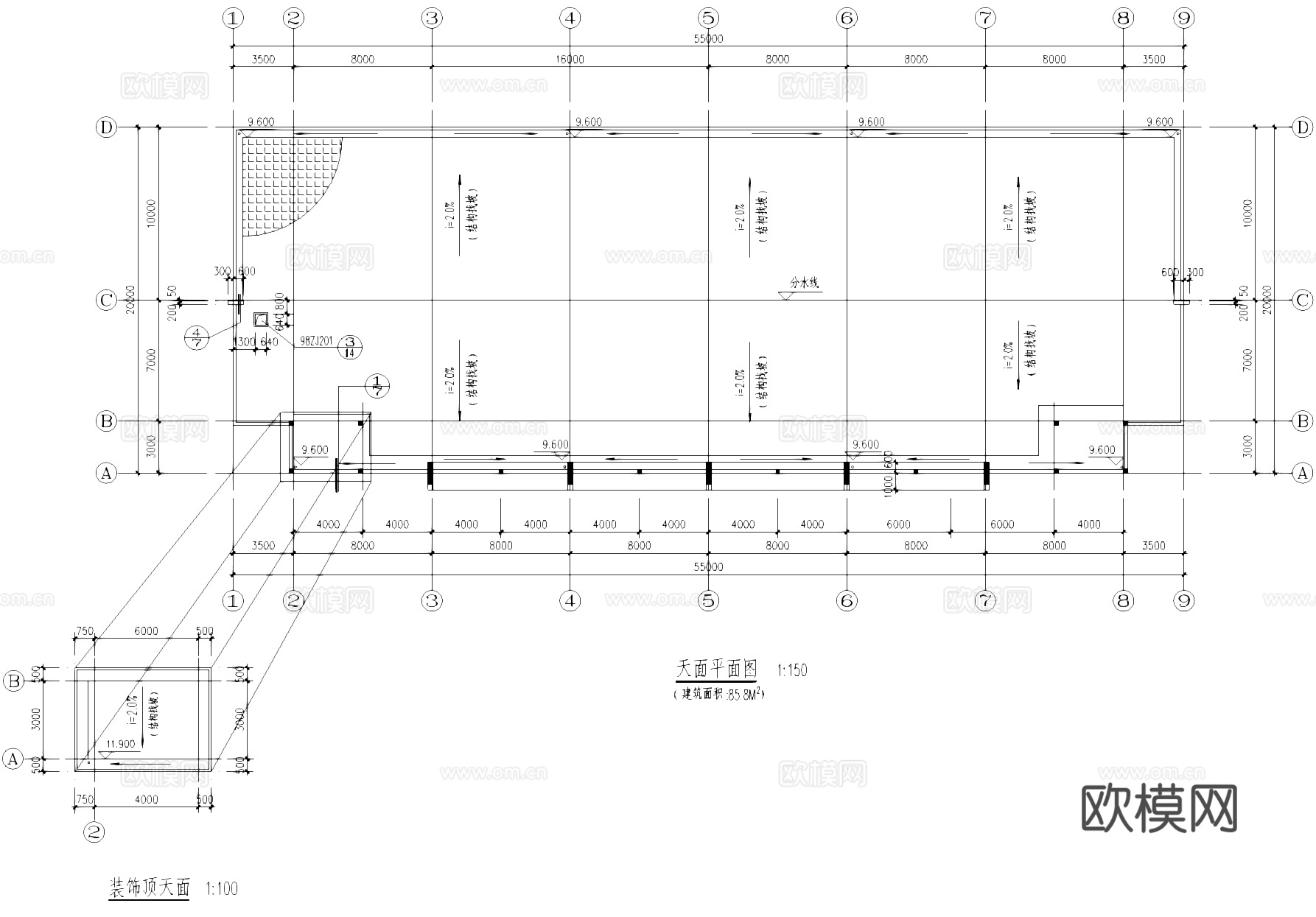 二层车间厂房工业建筑CAD施工图cad施工图
