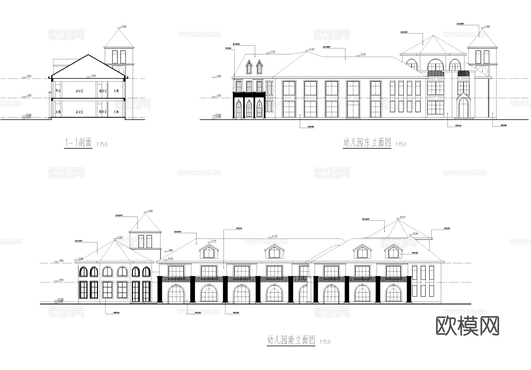 徐州国际学校幼儿园建筑CAD施工图集cad施工图