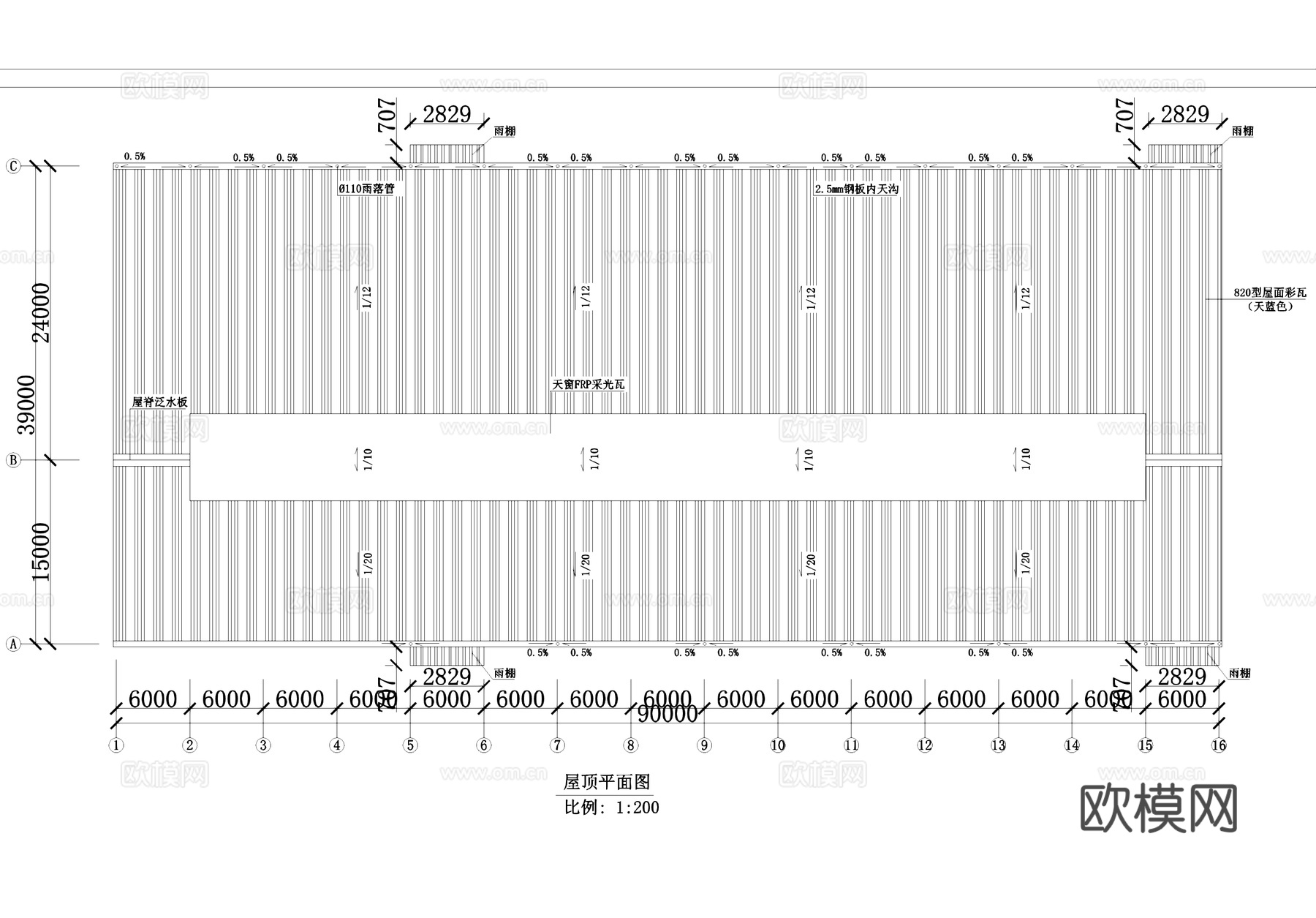 电力设备厂单层厂房工业建筑CAD施工图cad施工图
