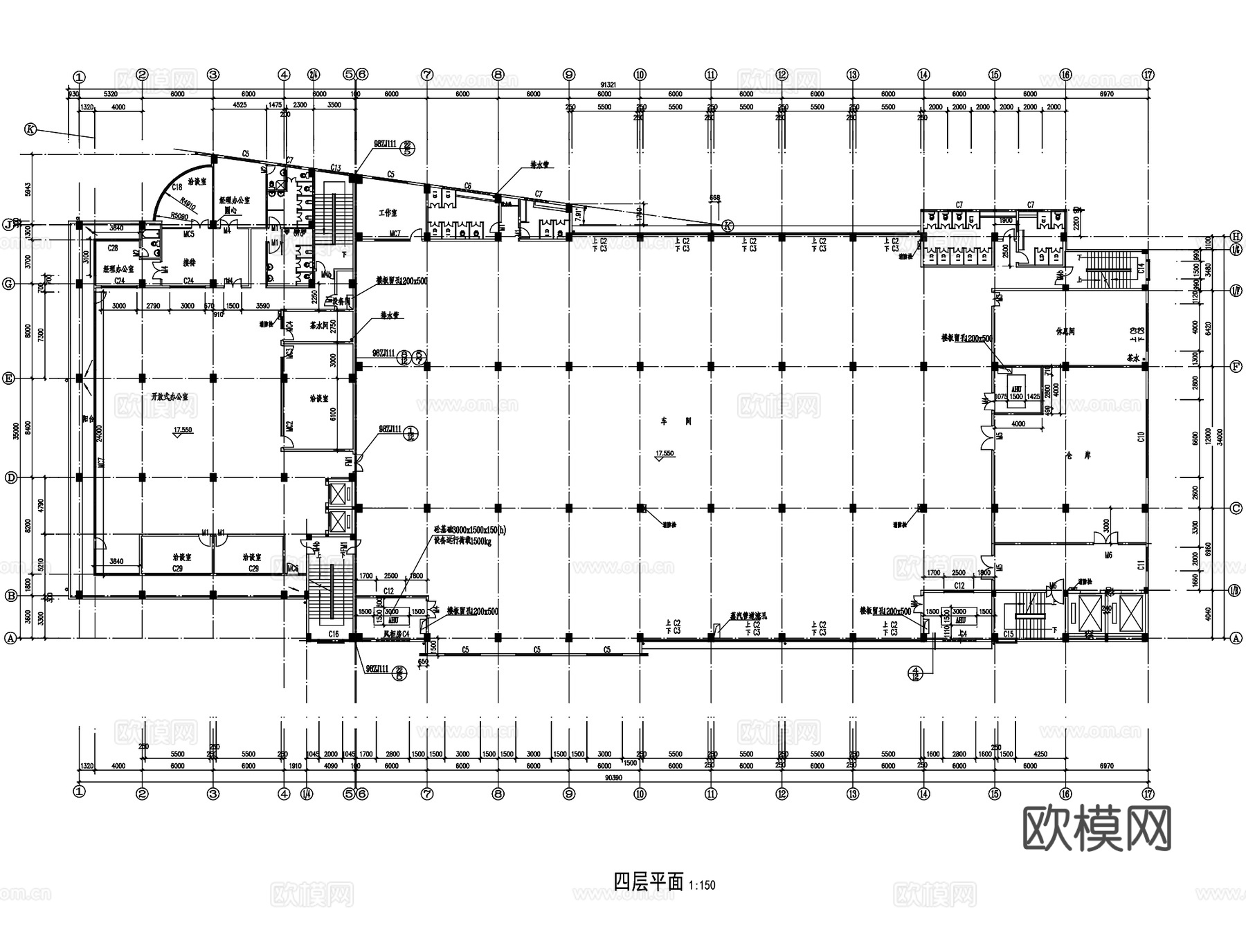 中山嘉士达制衣厂厂房办公楼工业建筑CAD施工图cad施工图