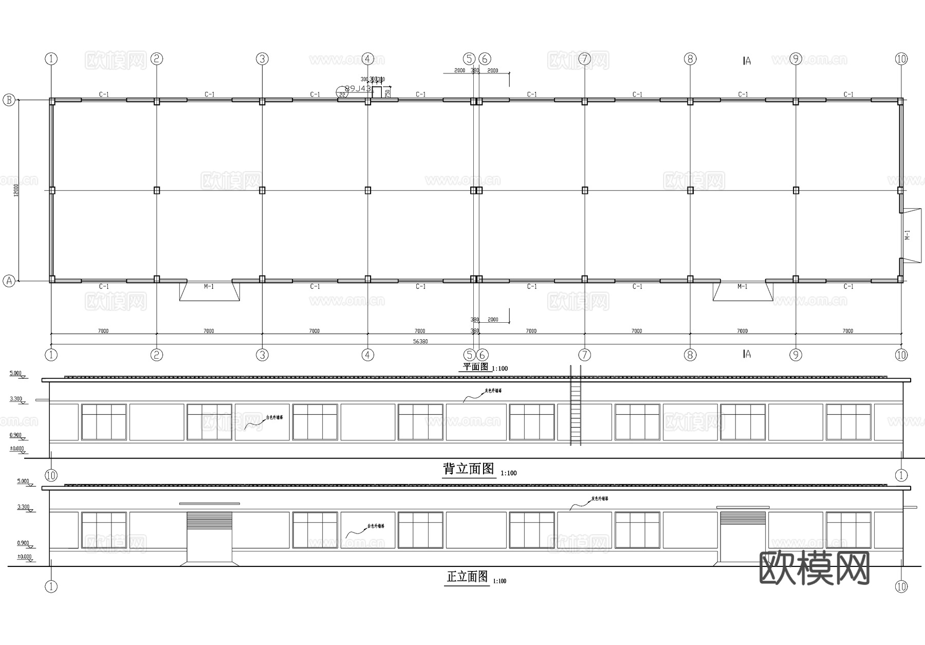 单层车间厂房仓库工业建筑CAD施工图cad施工图