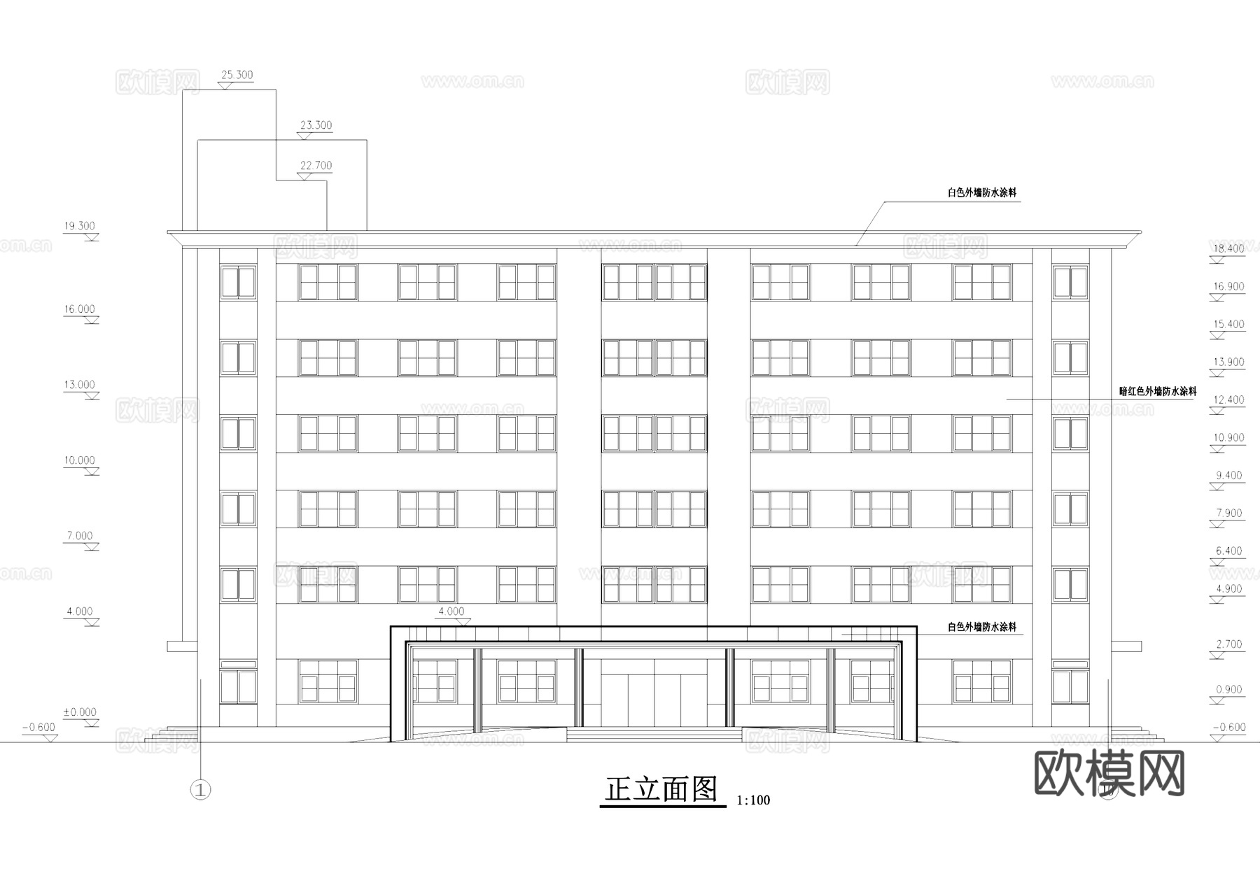 厂区办公楼建筑CAD施工图cad施工图