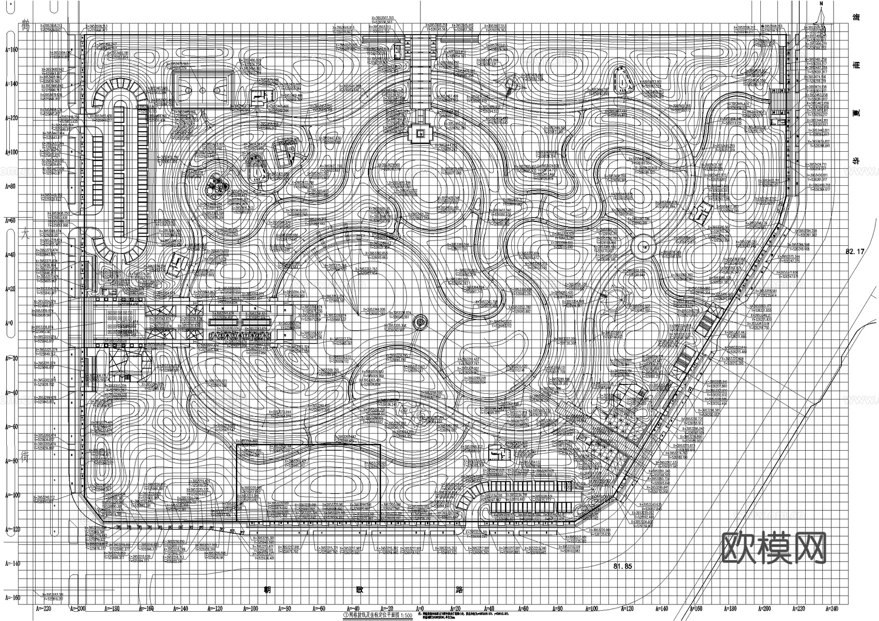 滨水公园 规划景观总平面图cad施工图
