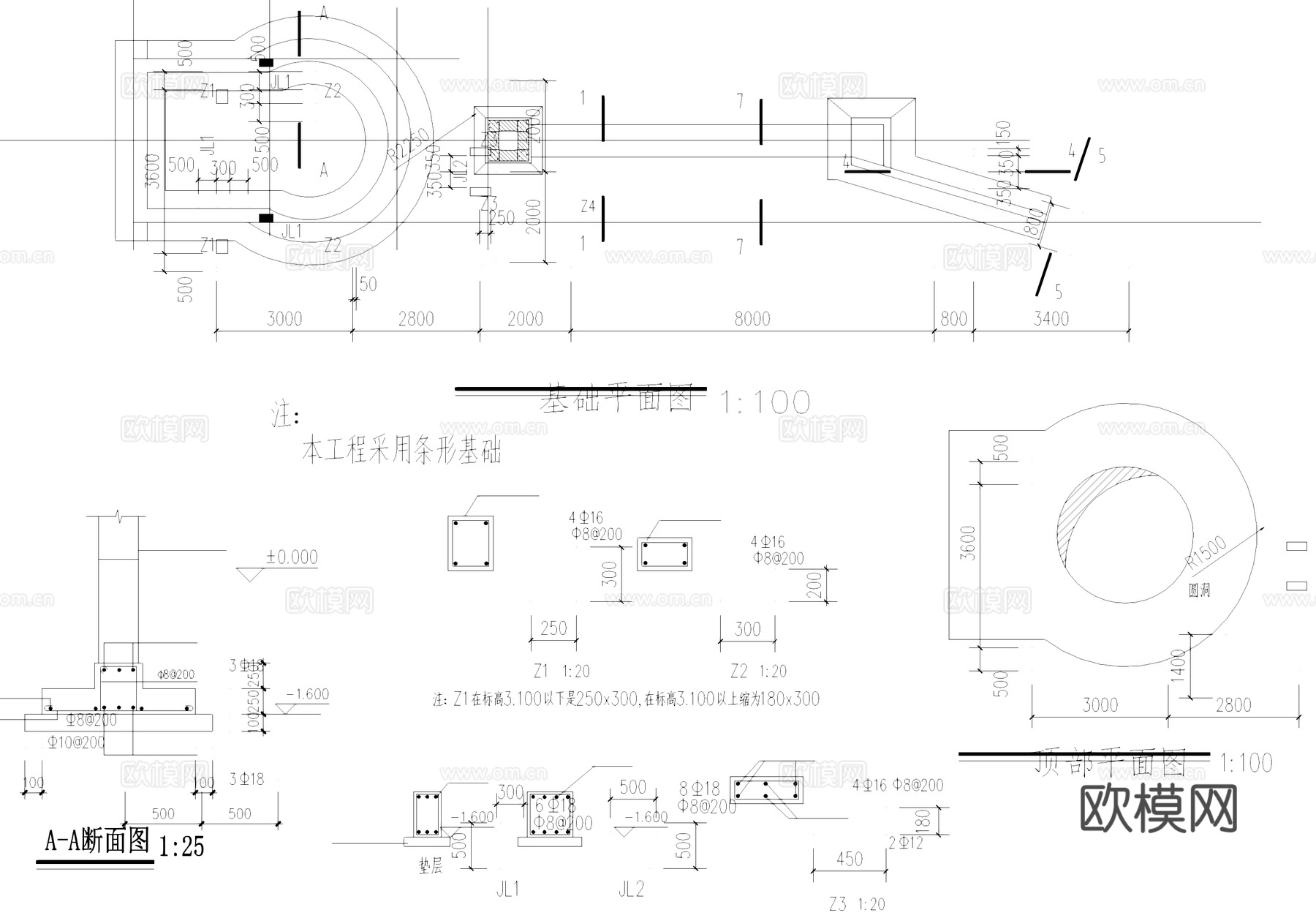 工厂门房门卫室建筑结构CAD施工图cad施工图