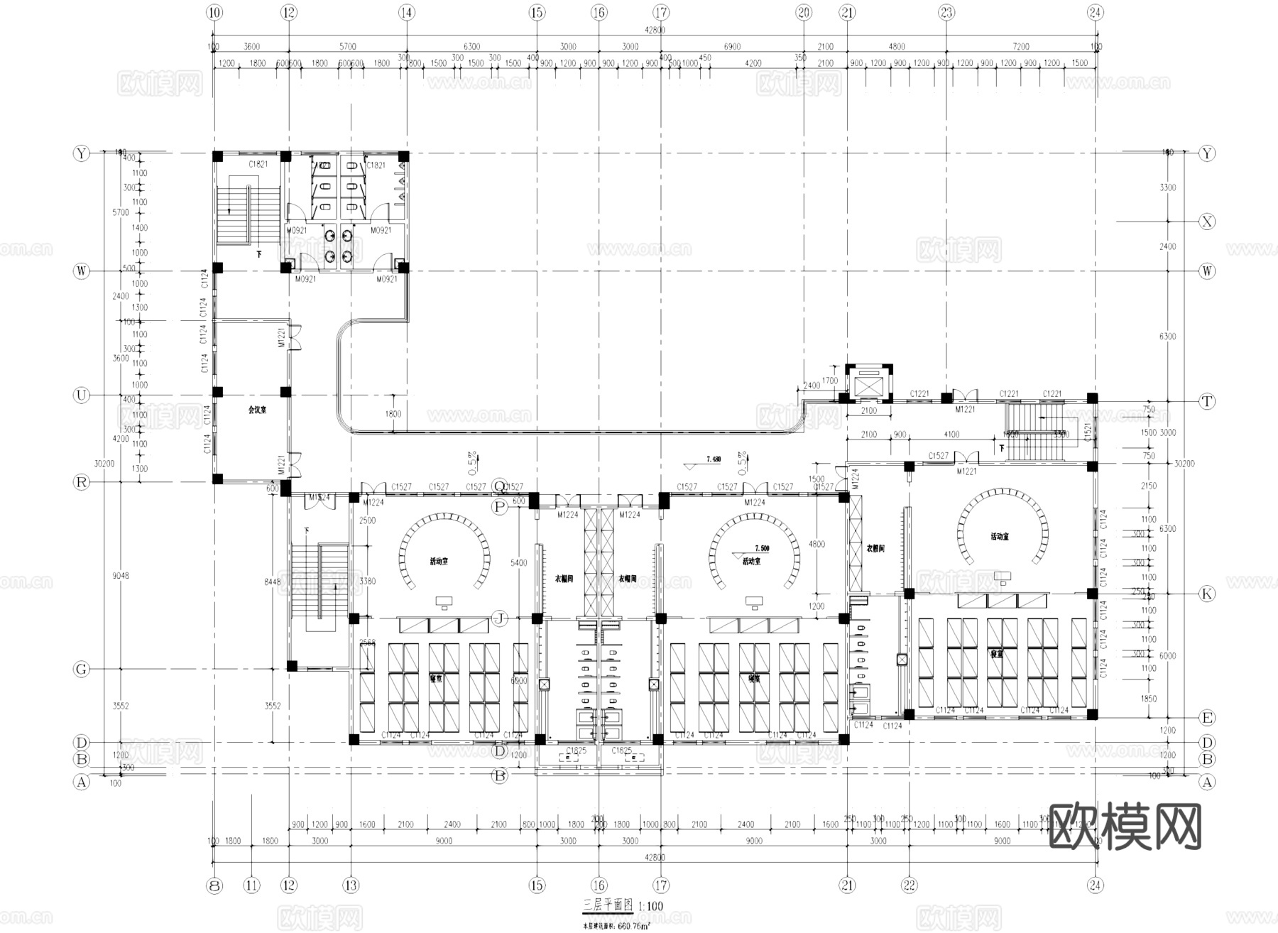 星河国际住宅小区欧式幼儿园建筑CAD施工图整套cad施工图