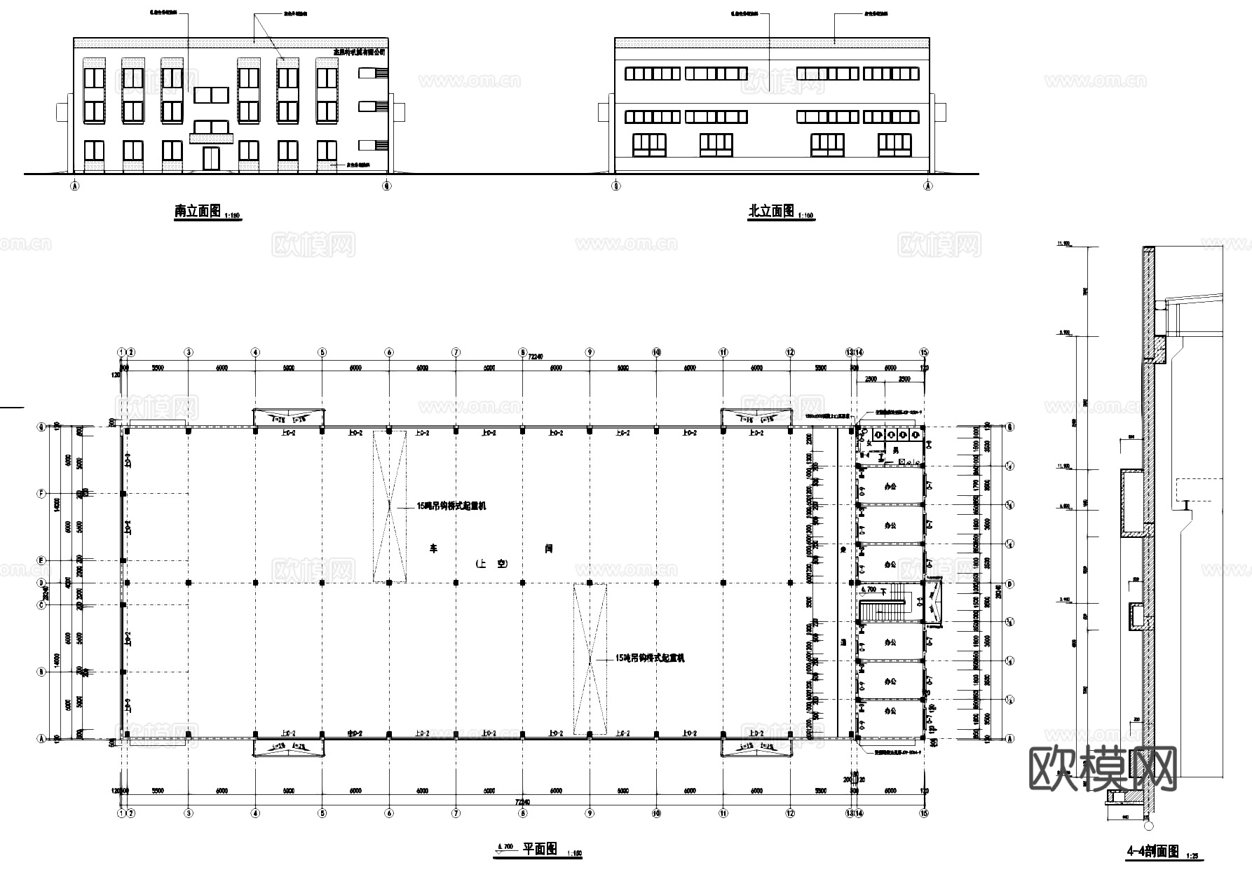 工业车间厂房建筑CAD施工图cad施工图