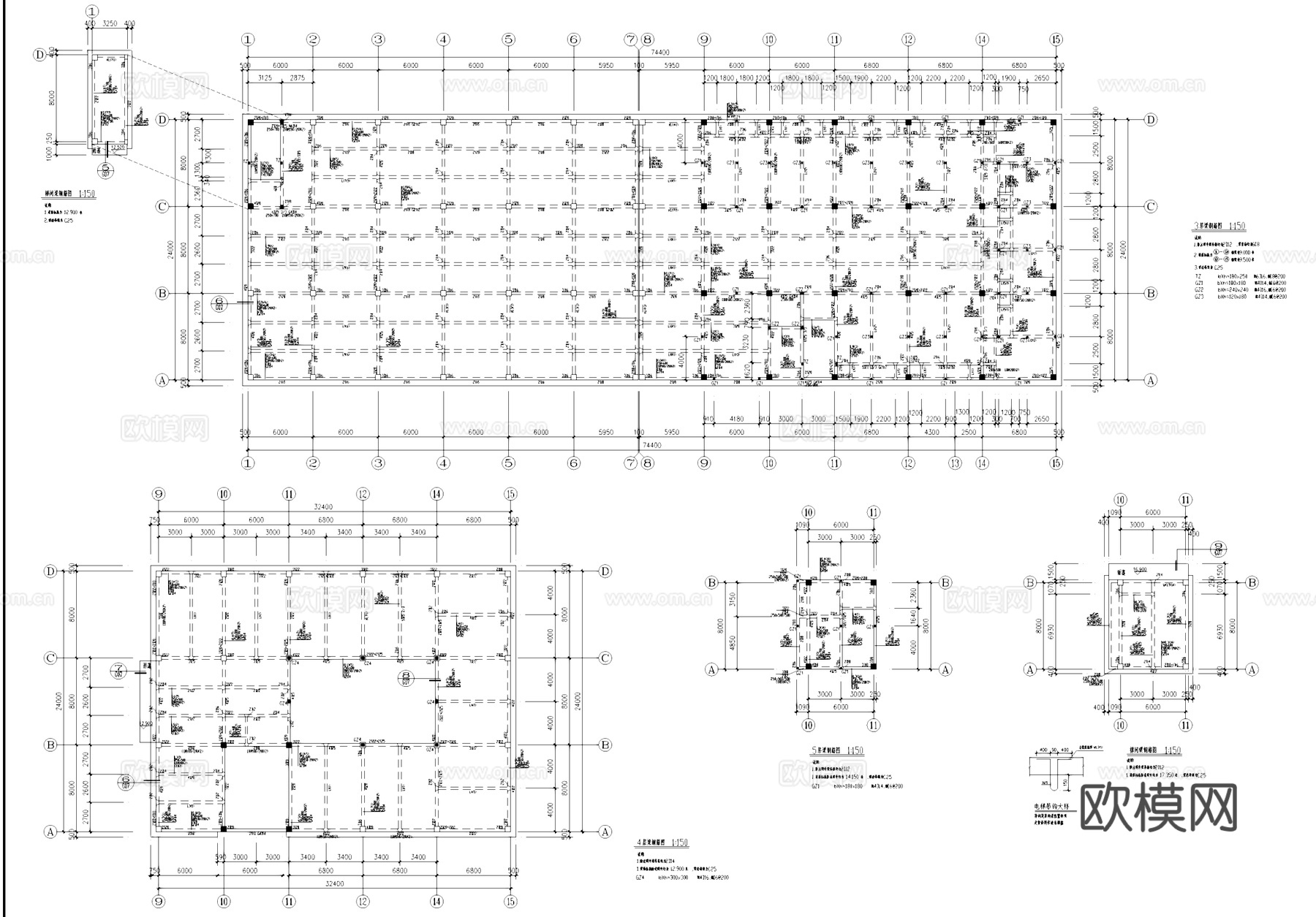 厂房工业建筑及结构CAD施工图cad施工图