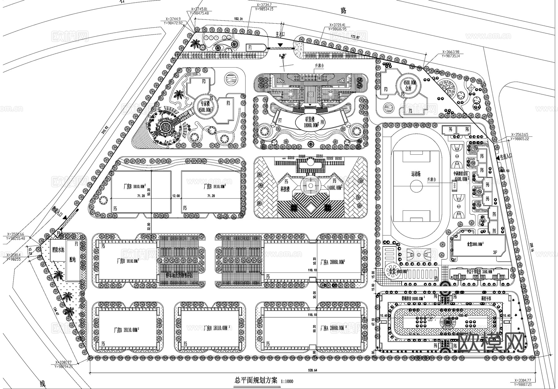产业园工业园规划平面图cad施工图
