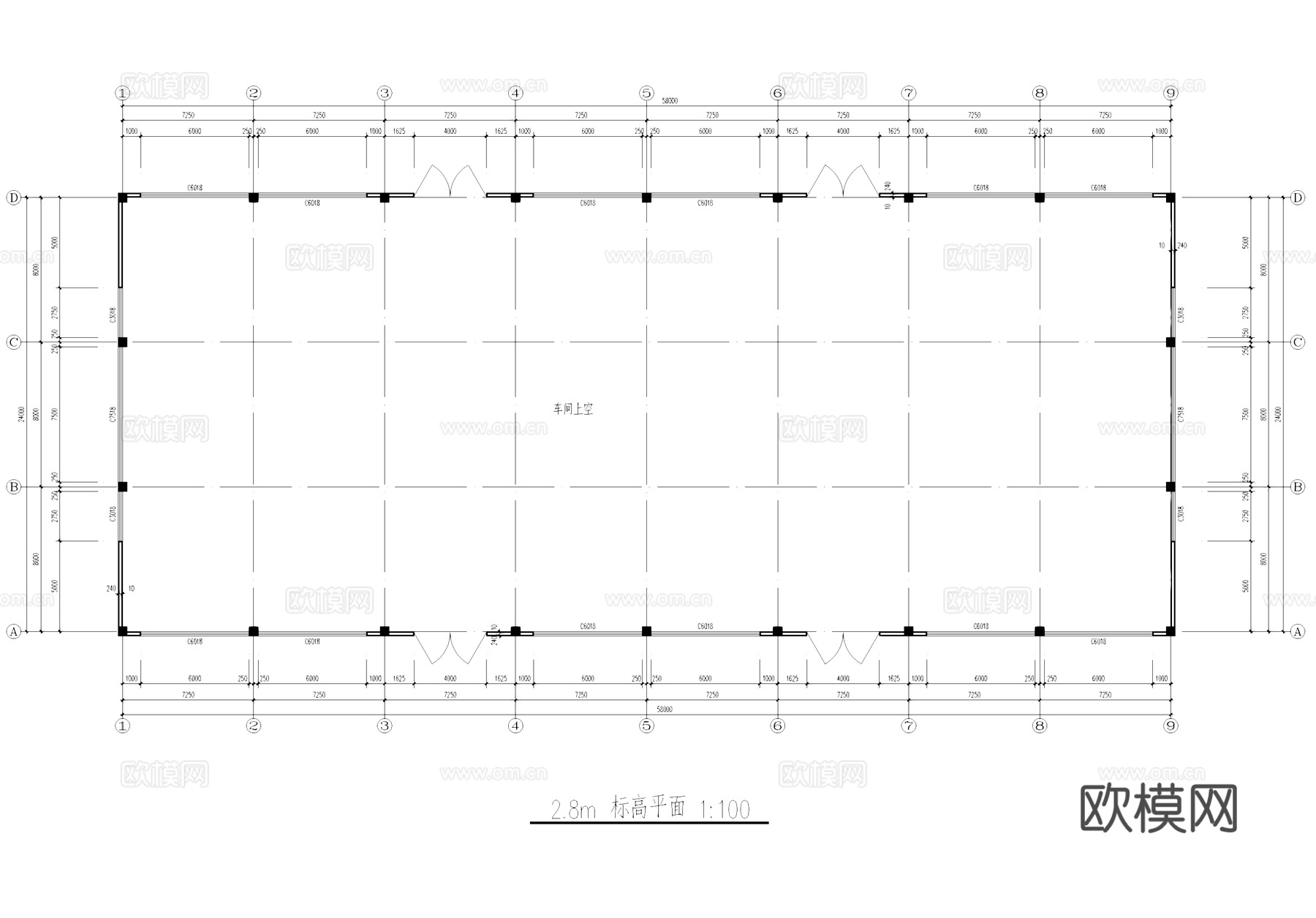 单层车间厂房工业建筑CAD施工图cad施工图cad施工图