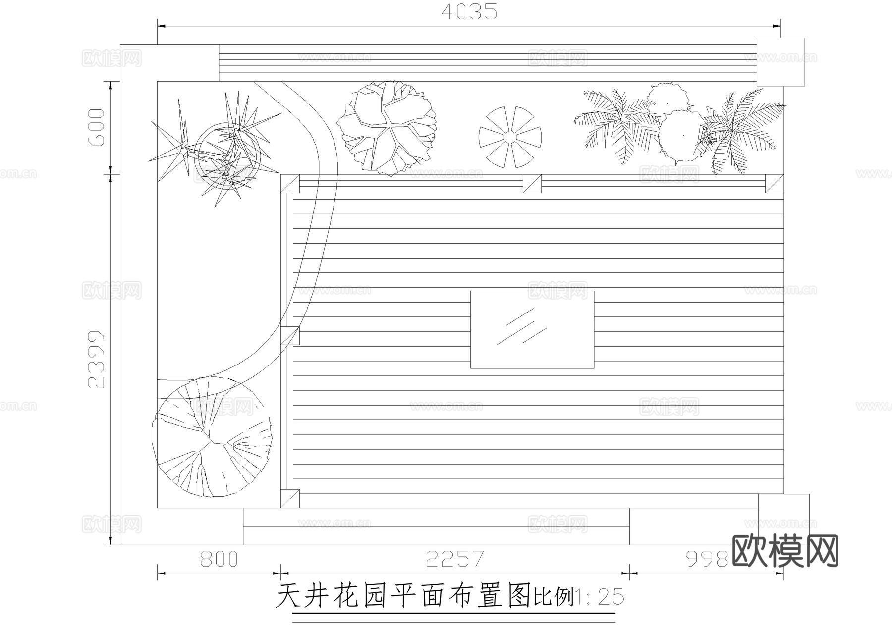 别墅庭院 屋顶花园 天井花园cad施工图
