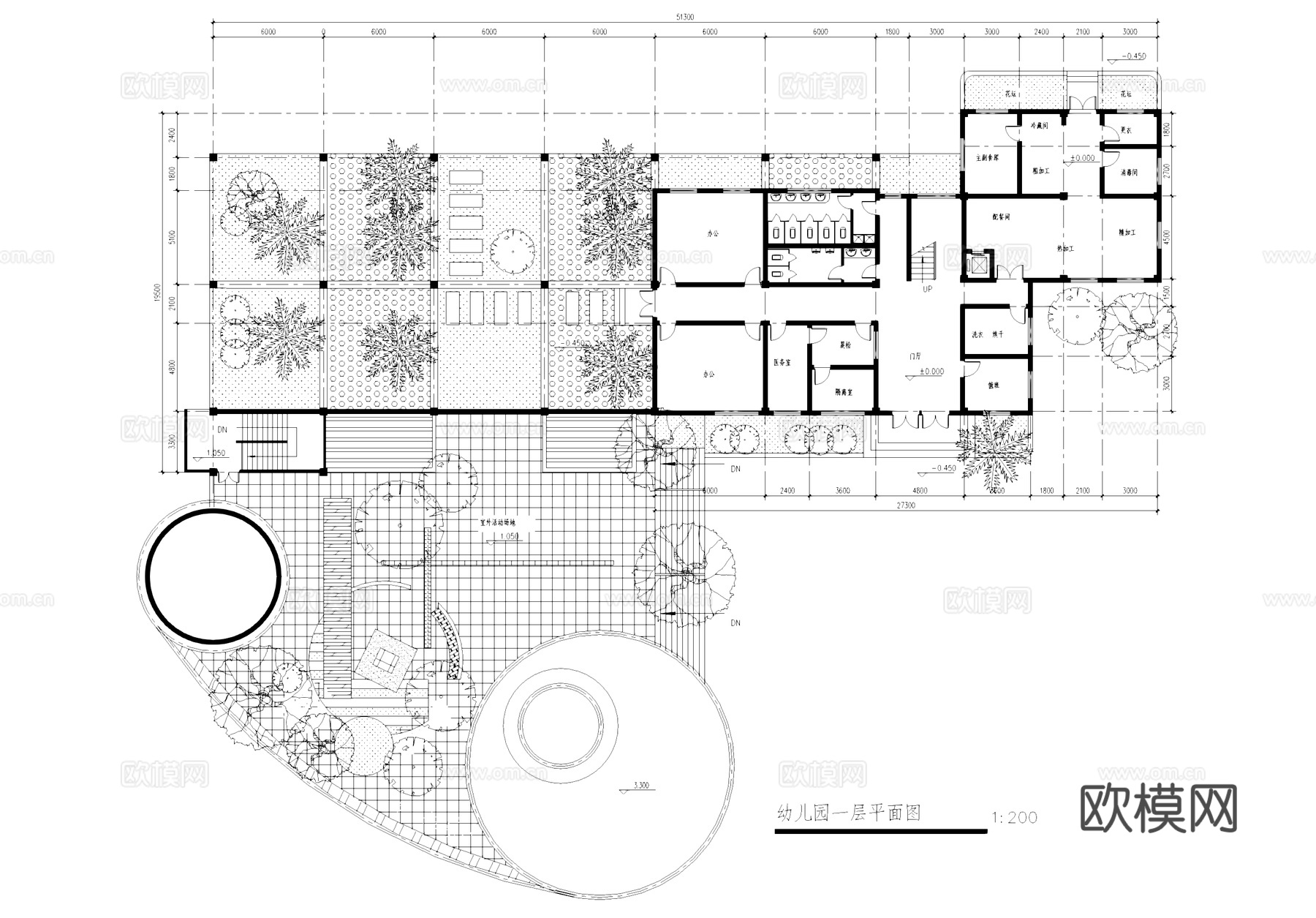 杭州钱江城住宅小区幼儿园建筑CAD施工图cad施工图