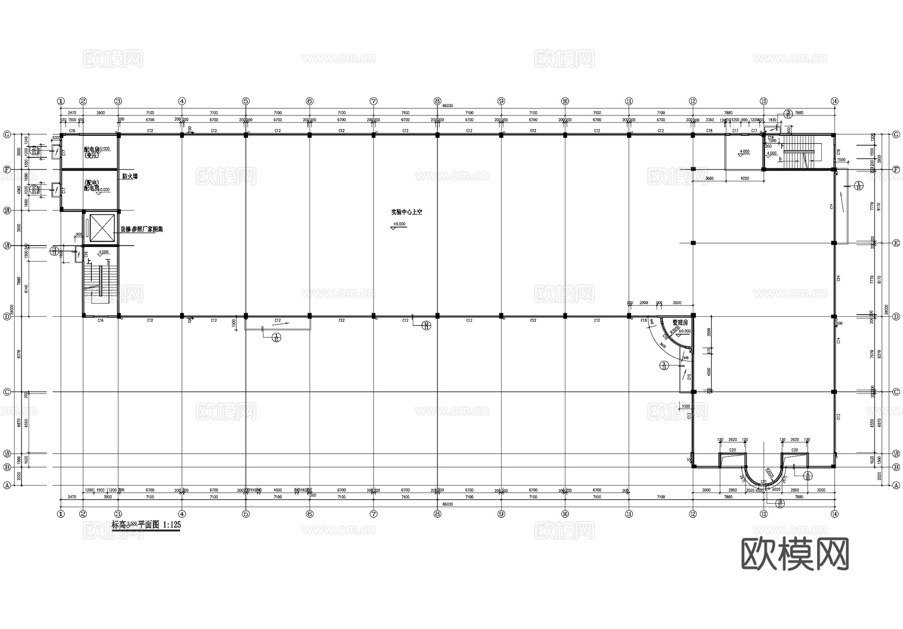 工业实验中心办公楼车间厂房建筑CAD施工图cad施工图