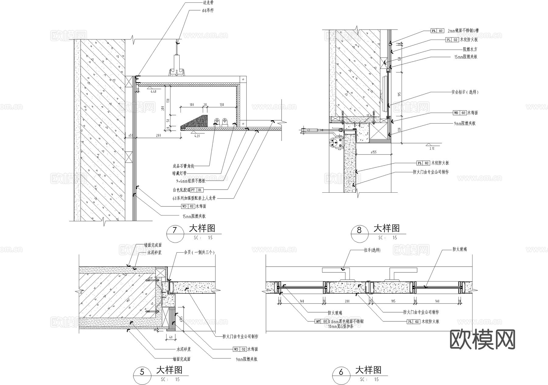 防火消防门cad施工图