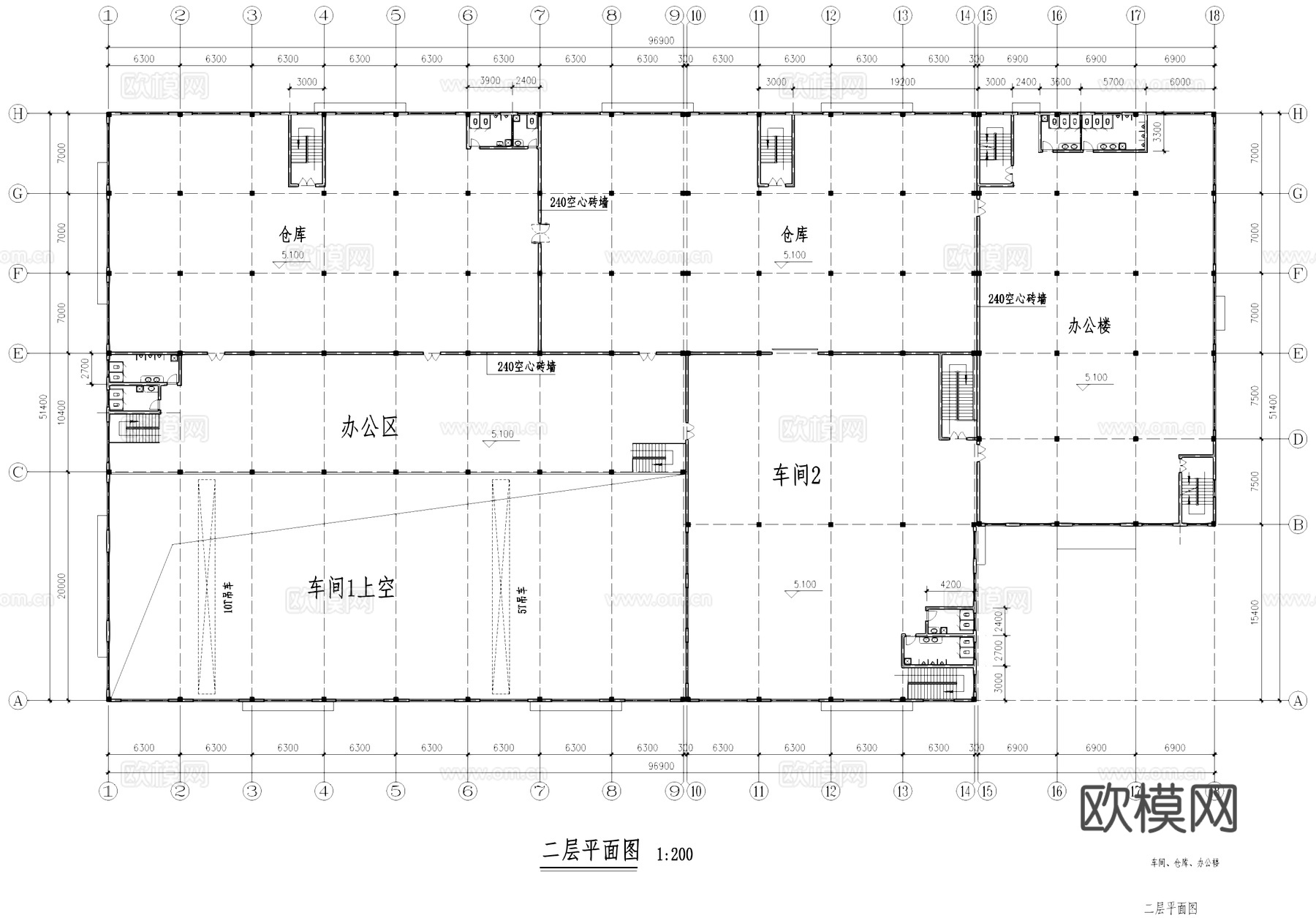 仓库车间办公楼工业建筑CAD施工图cad施工图