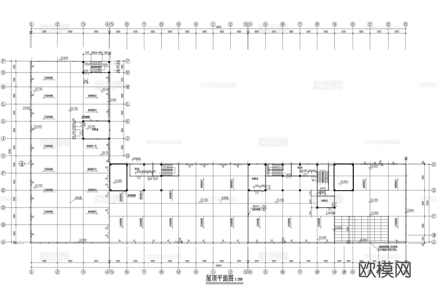 五层生产办公大楼厂房车间工业建筑cad施工图