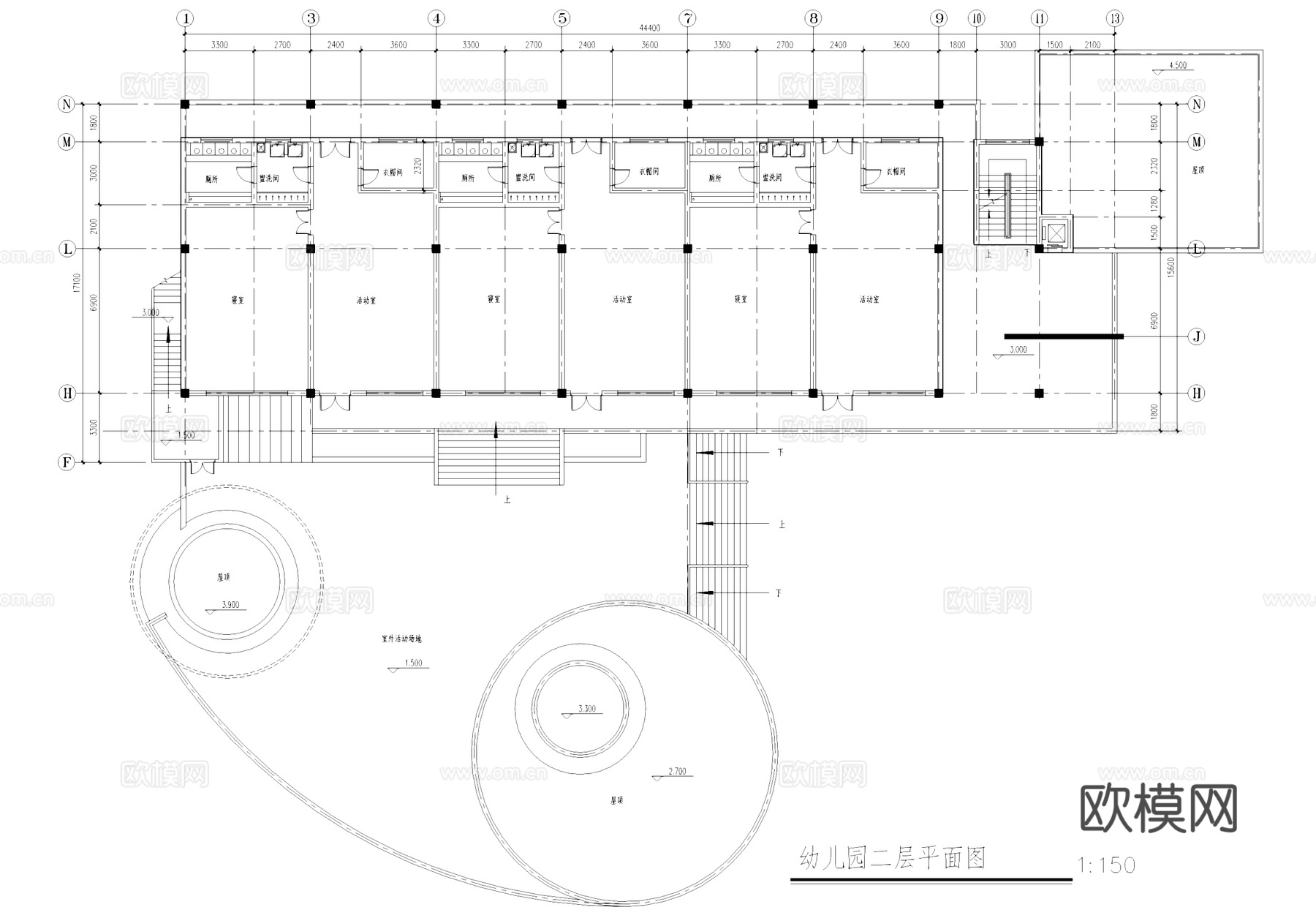 杭州钱江城住宅小区幼儿园建筑CAD施工图cad施工图