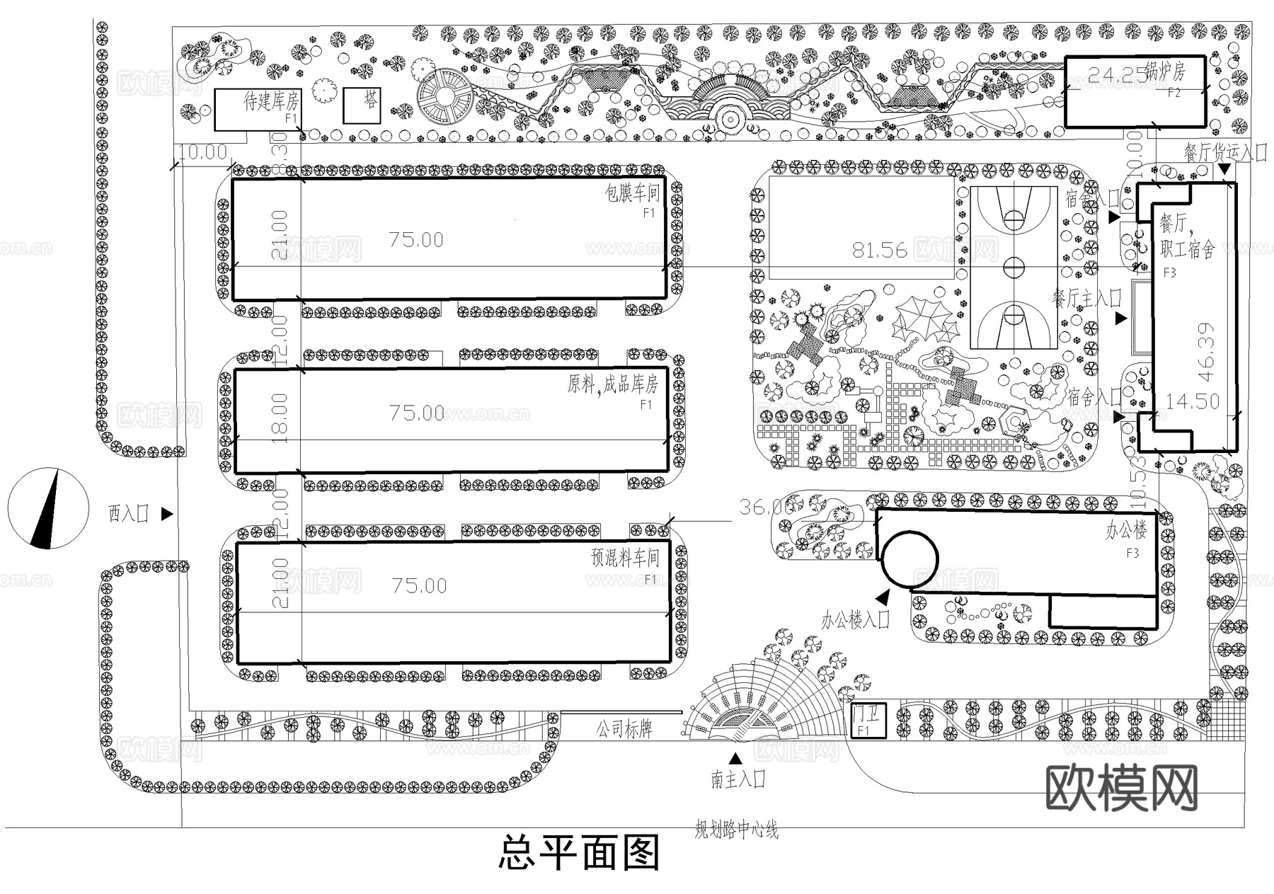 厂房产业园景观 工业园区 规划平面图cad施工图