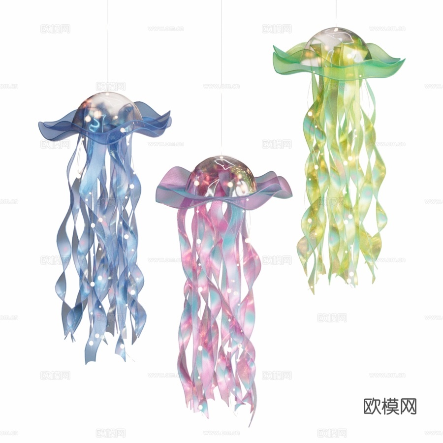 水母造型灯具3d模型下载（渲染图1）