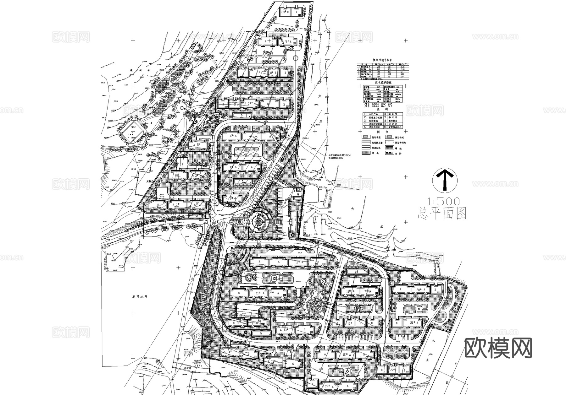 居住区景观规划小区平面图cad施工图
