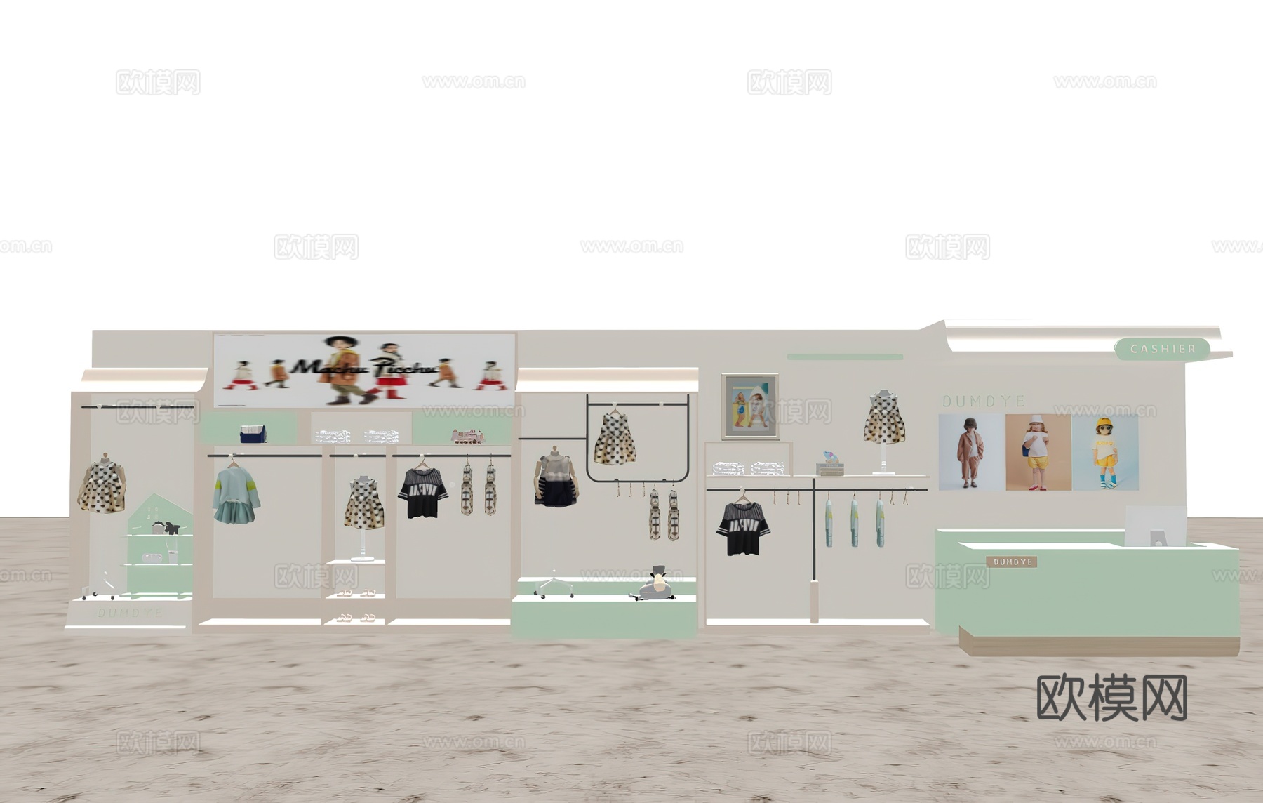 童装店设计   童装店收银台  童装店货架su模型