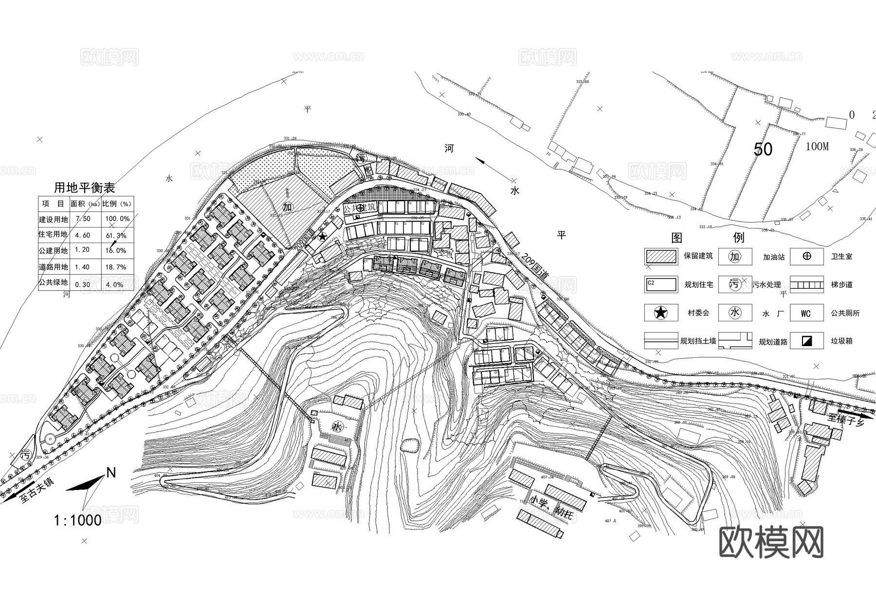乡村规划总平面图 乡村振兴 乡村改造cad施工图