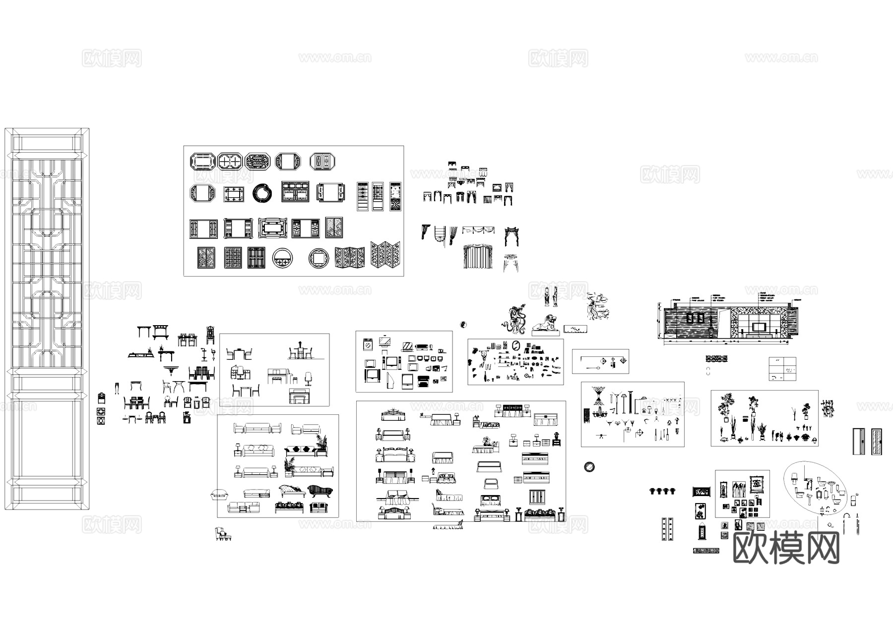 室内工装立面综合图库cad施工图