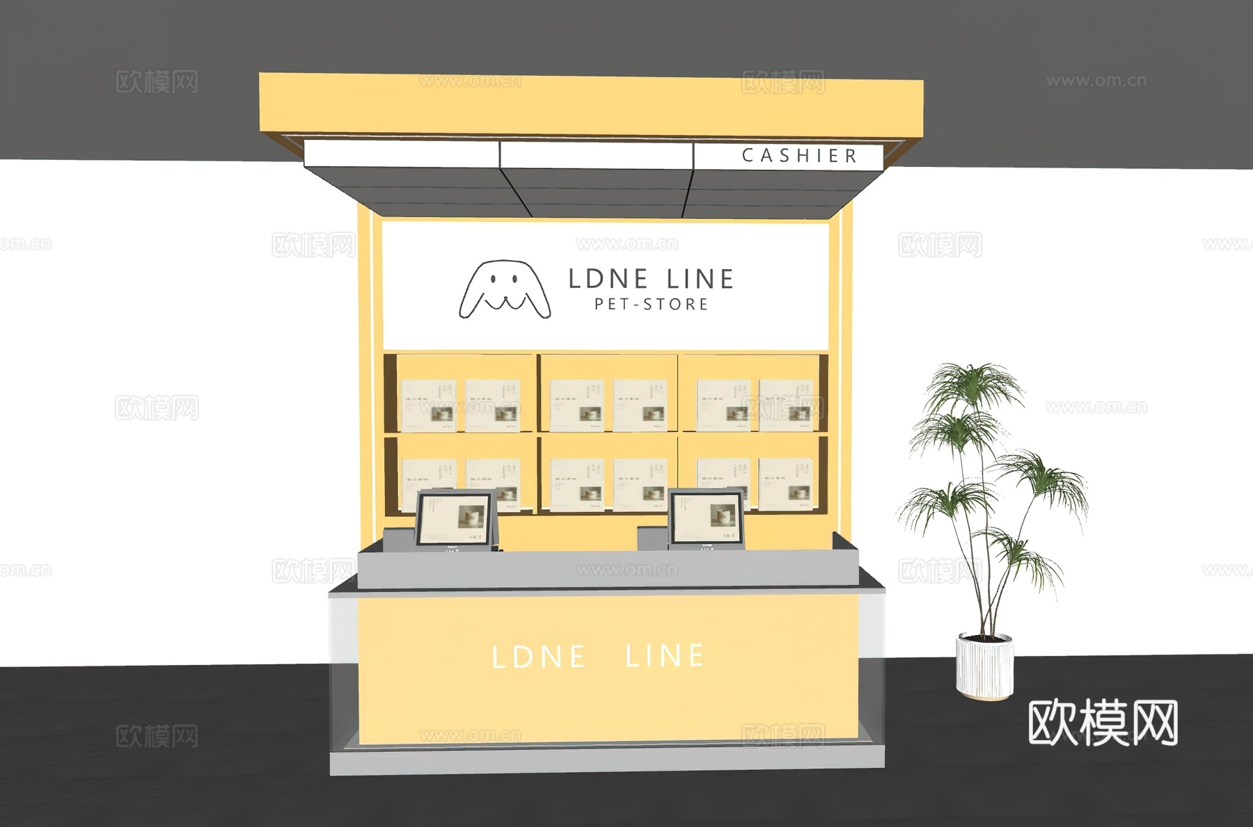 饰品百货收银台   宠物店收银台  收银背景墙su模型