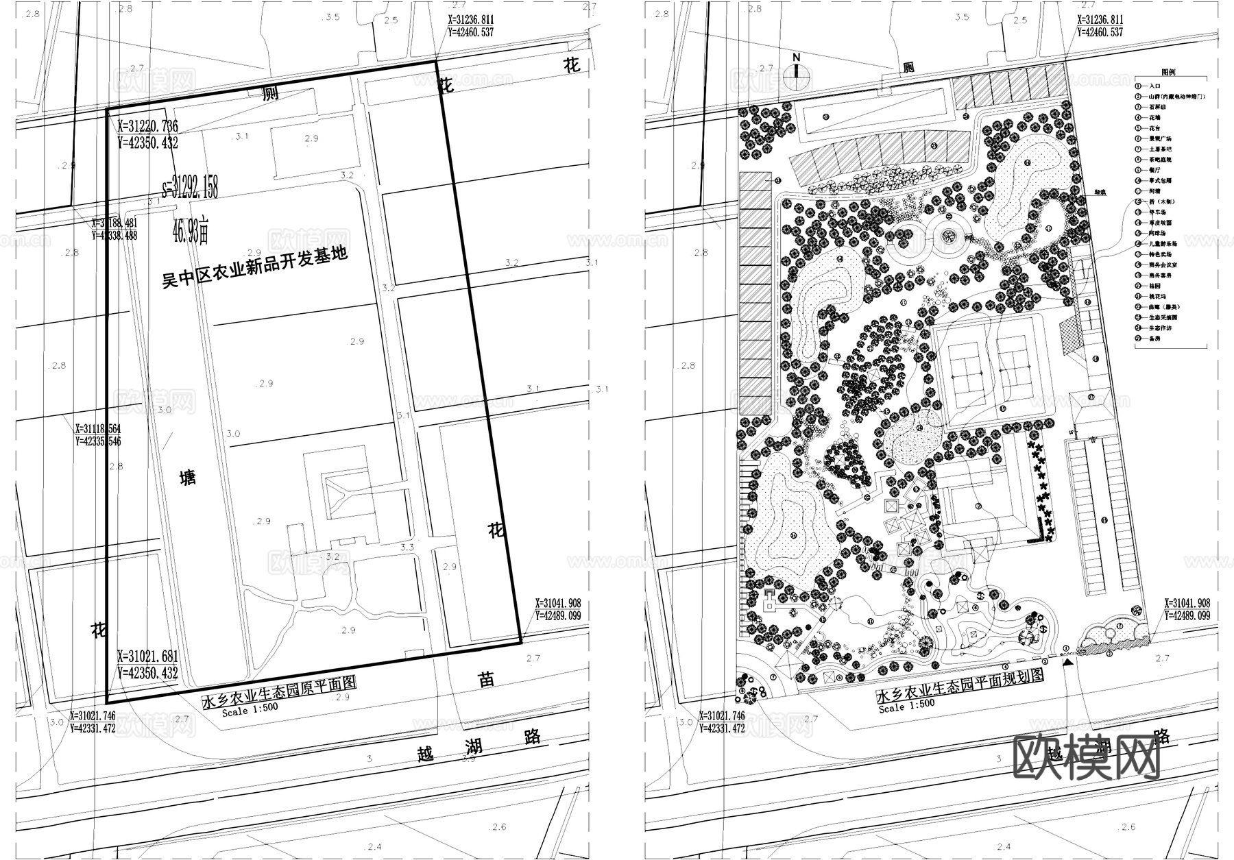 水乡农业生态园景观平面CAD施工图集cad施工图