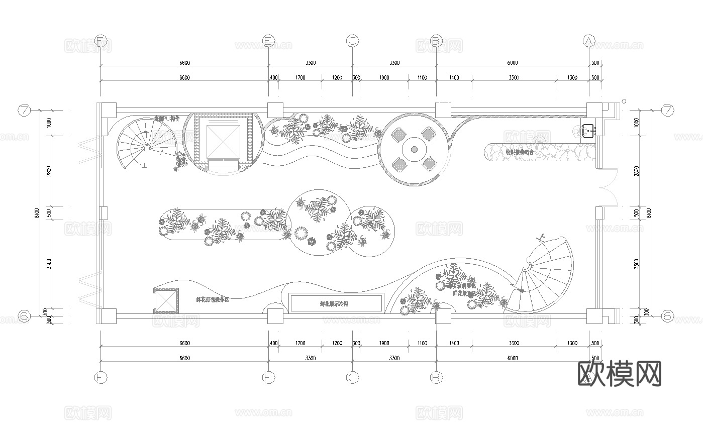 主题花店 最新全套施工图设计cad施工图