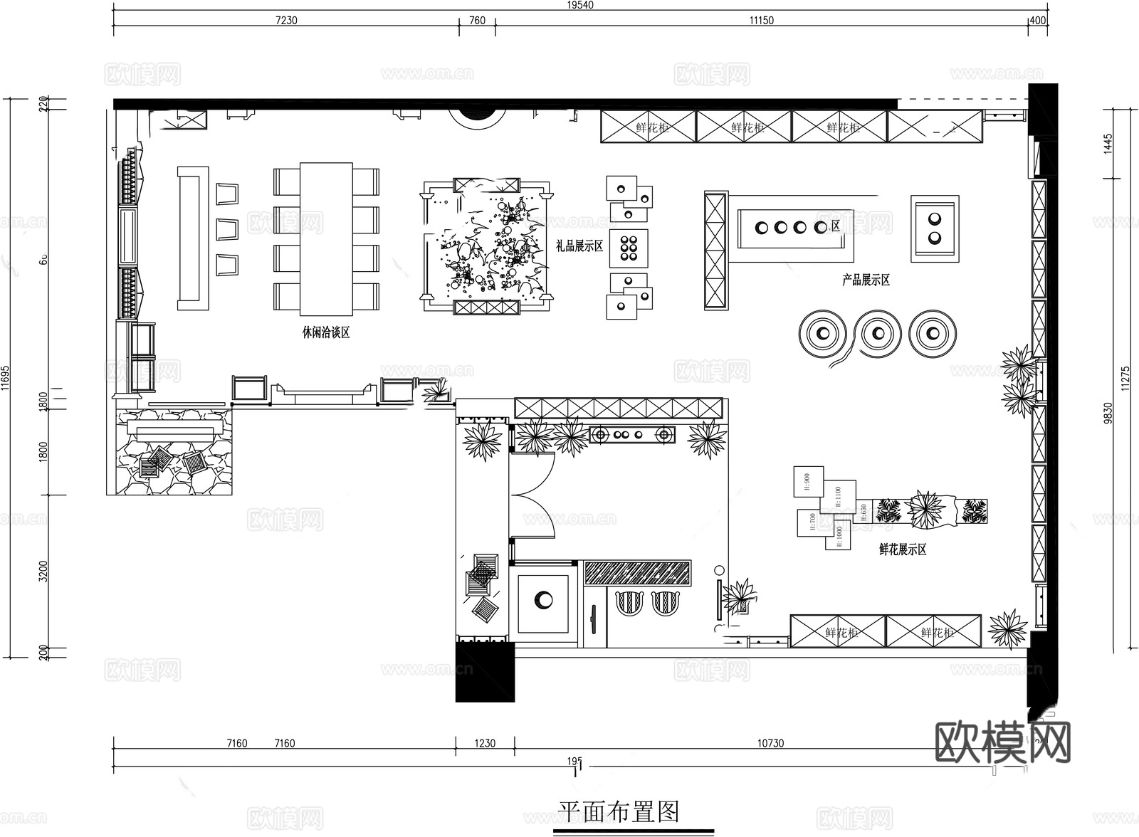 花店 最新全套施工图设计cad施工图