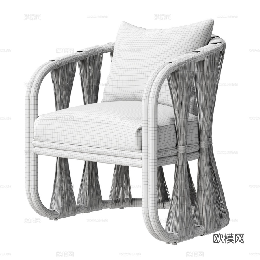 带绳索扶手椅灯 Palecek3d模型下载（渲染图7）