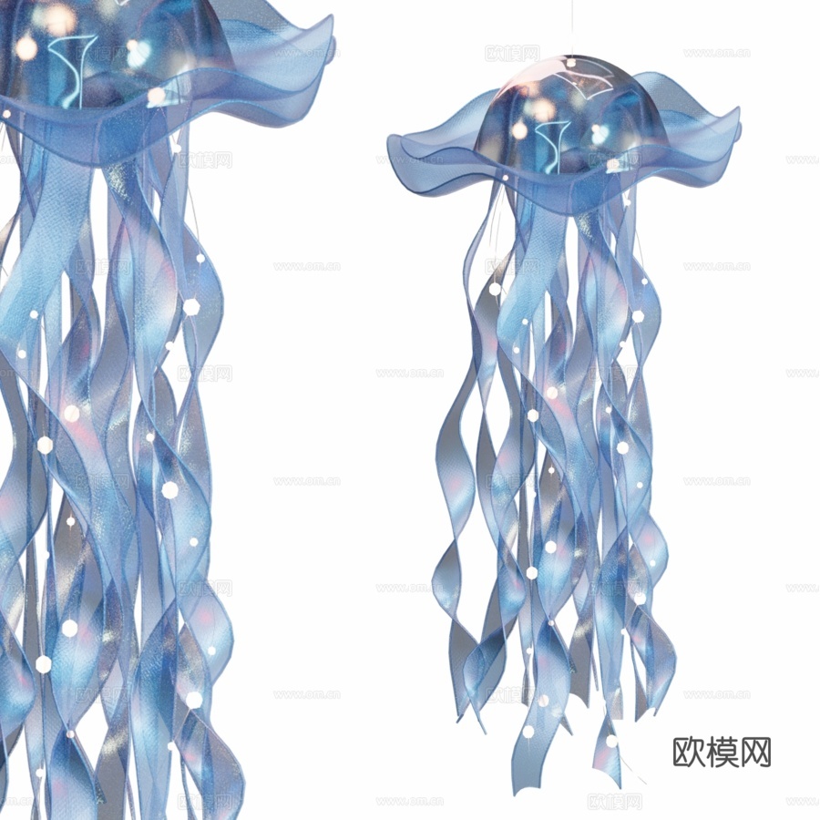 水母造型灯具3d模型下载（渲染图2）