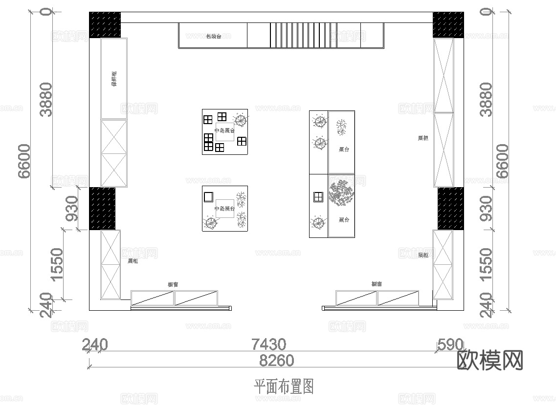 主题花店 最新平面施工图设计cad施工图