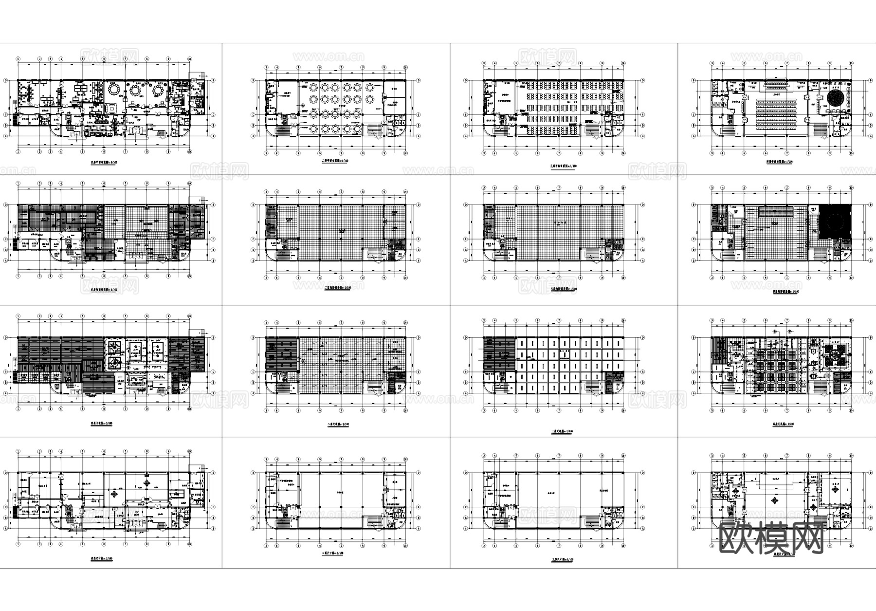 四层食堂室内装饰CAD平面施工图cad施工图