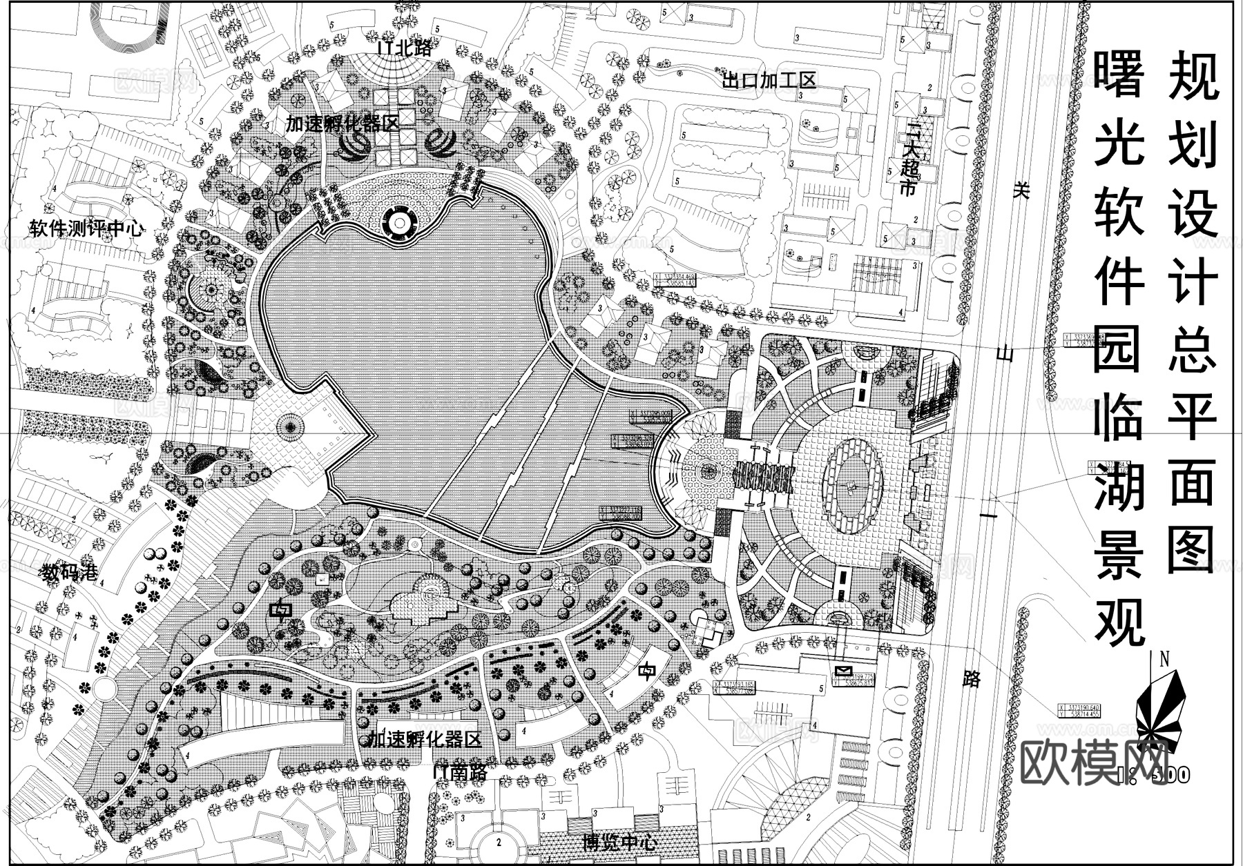 曙光软件园临湖景观平面CAD施工图cad施工图