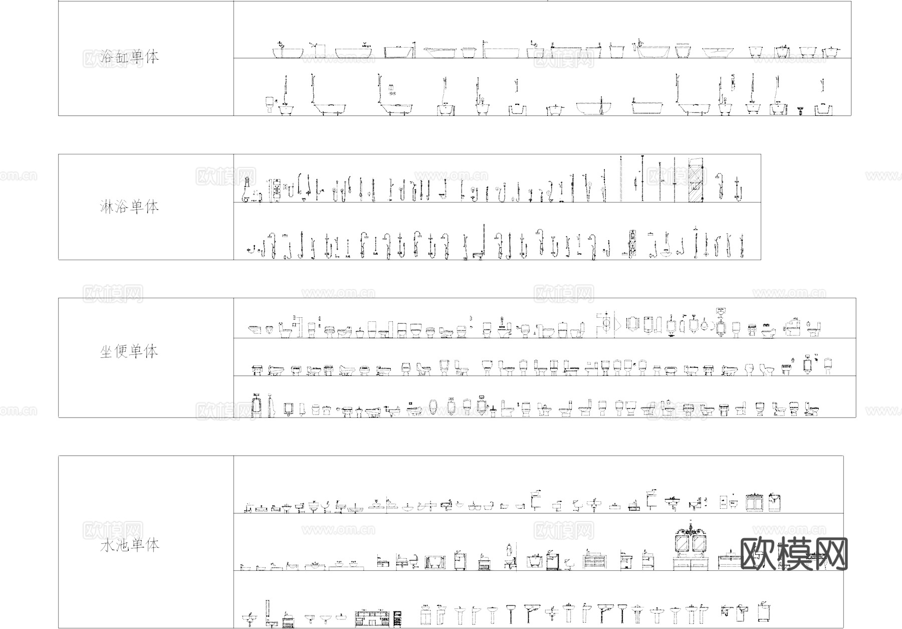 卫生间淋浴水池图库CADcad施工图