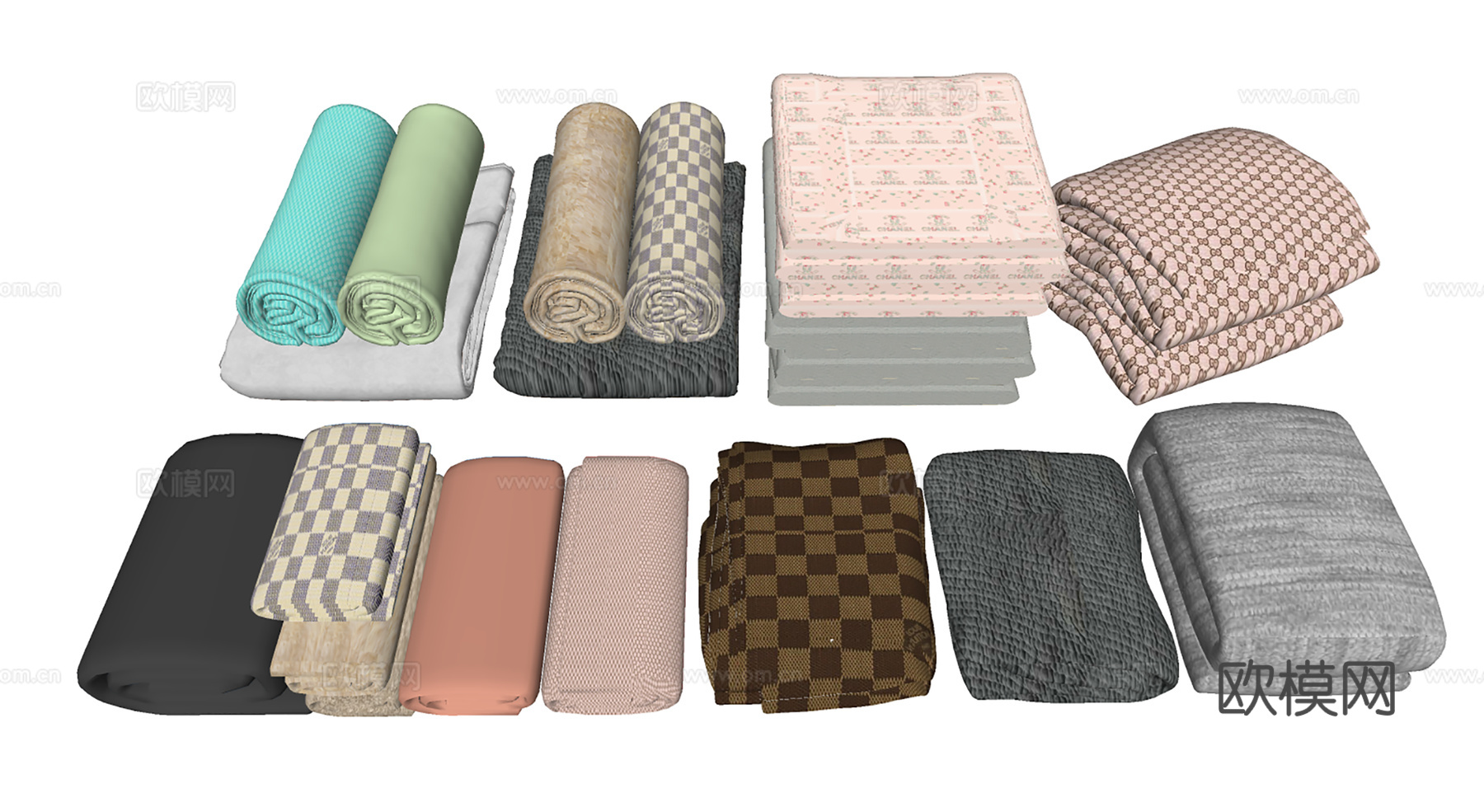 叠放布料毛巾毛毯su模型