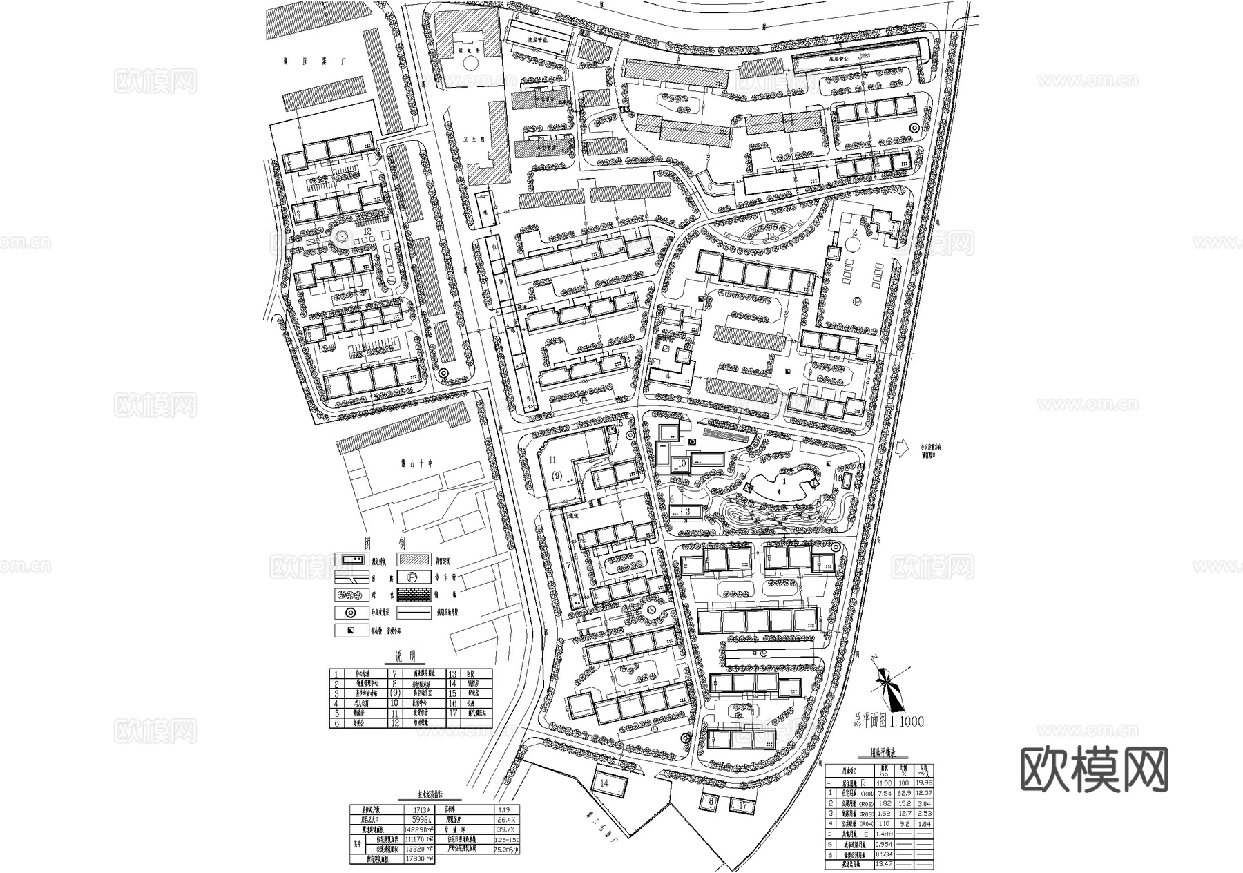 居住区规划住宅小区总平面图 城市规划cad施工图