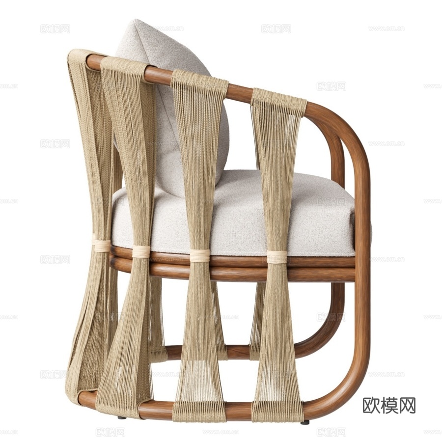 带绳索扶手椅灯 Palecek3d模型下载（渲染图3）