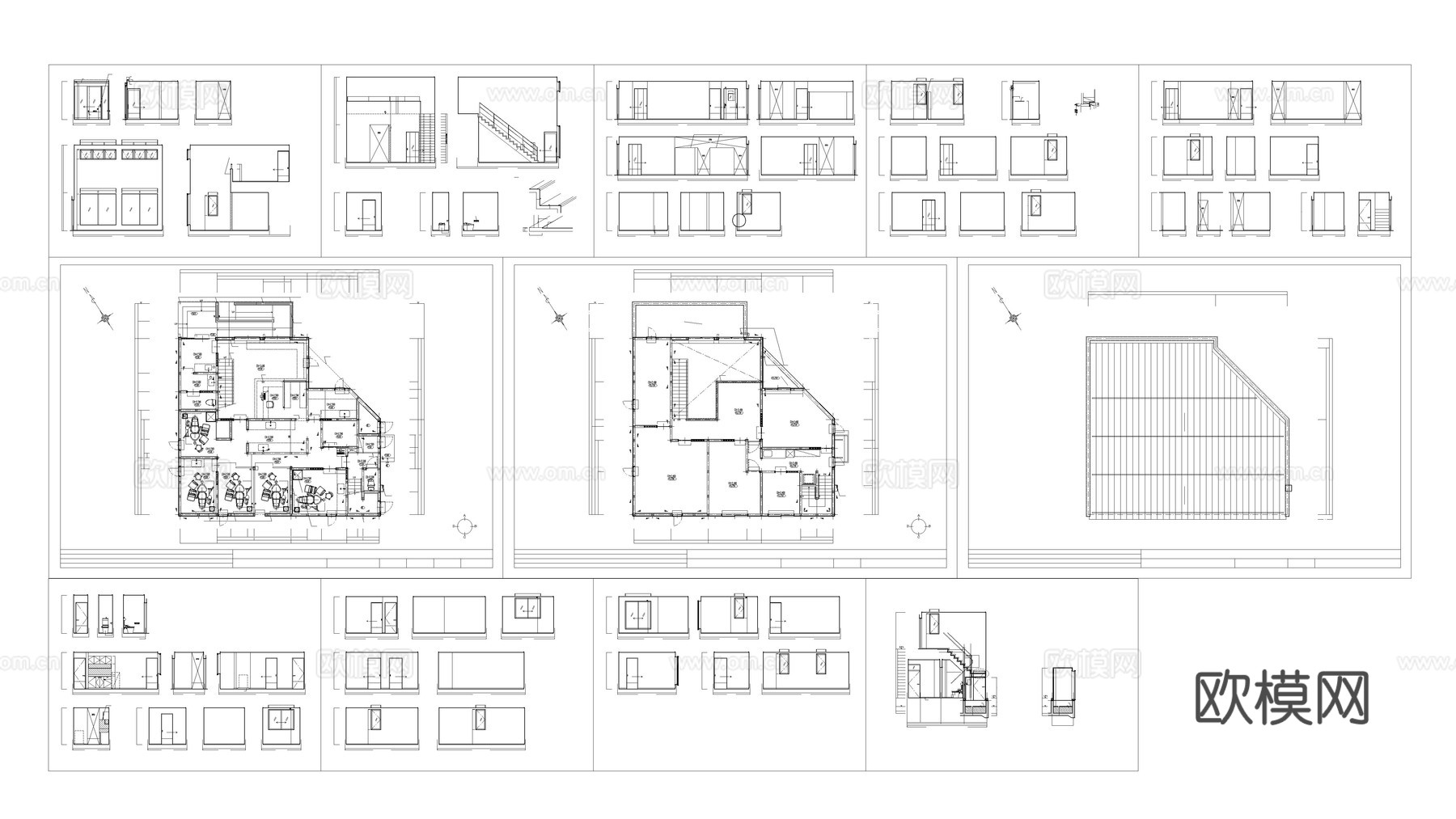 牙科诊所平面图展开立面图cad施工图
