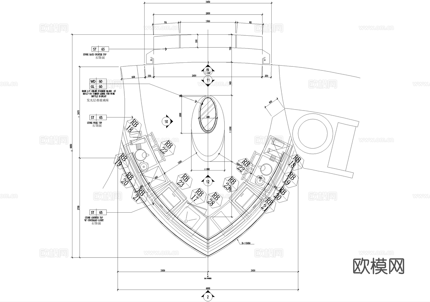 吧台节点 前台接待台服务台 咨询台cad施工图
